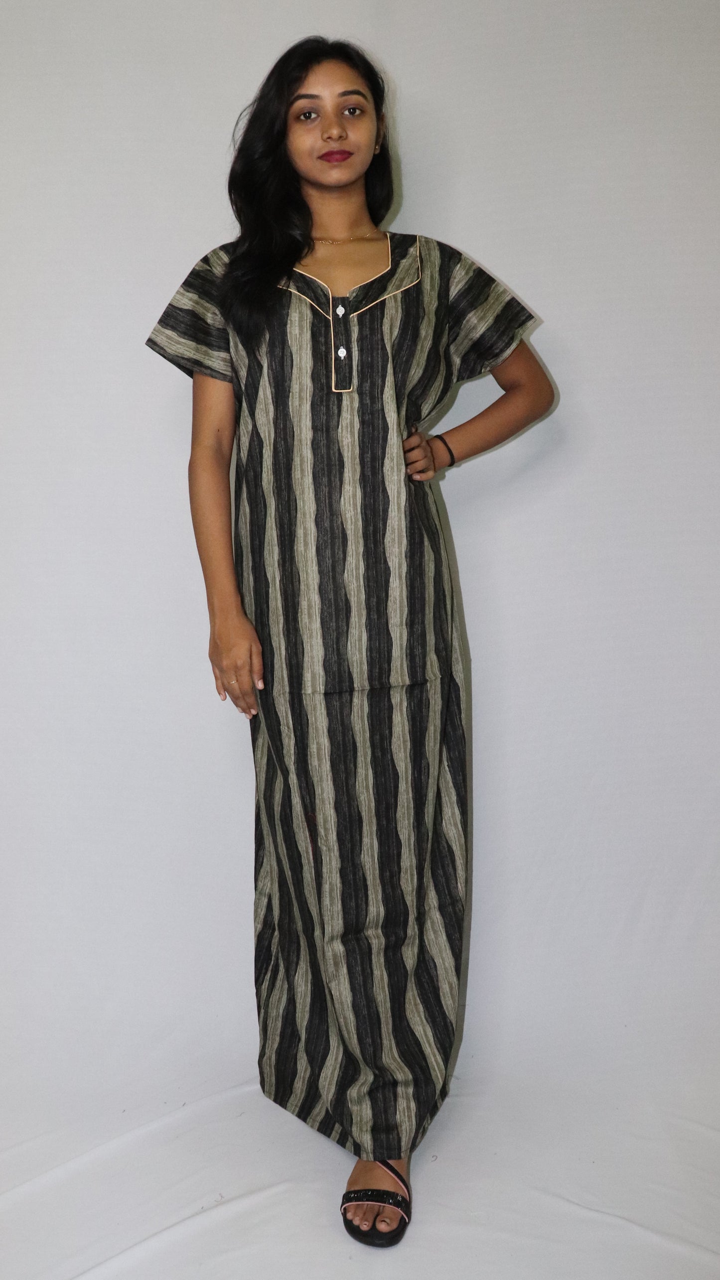 ATIMADE Pentagonal Neck Designer Nighty For Women