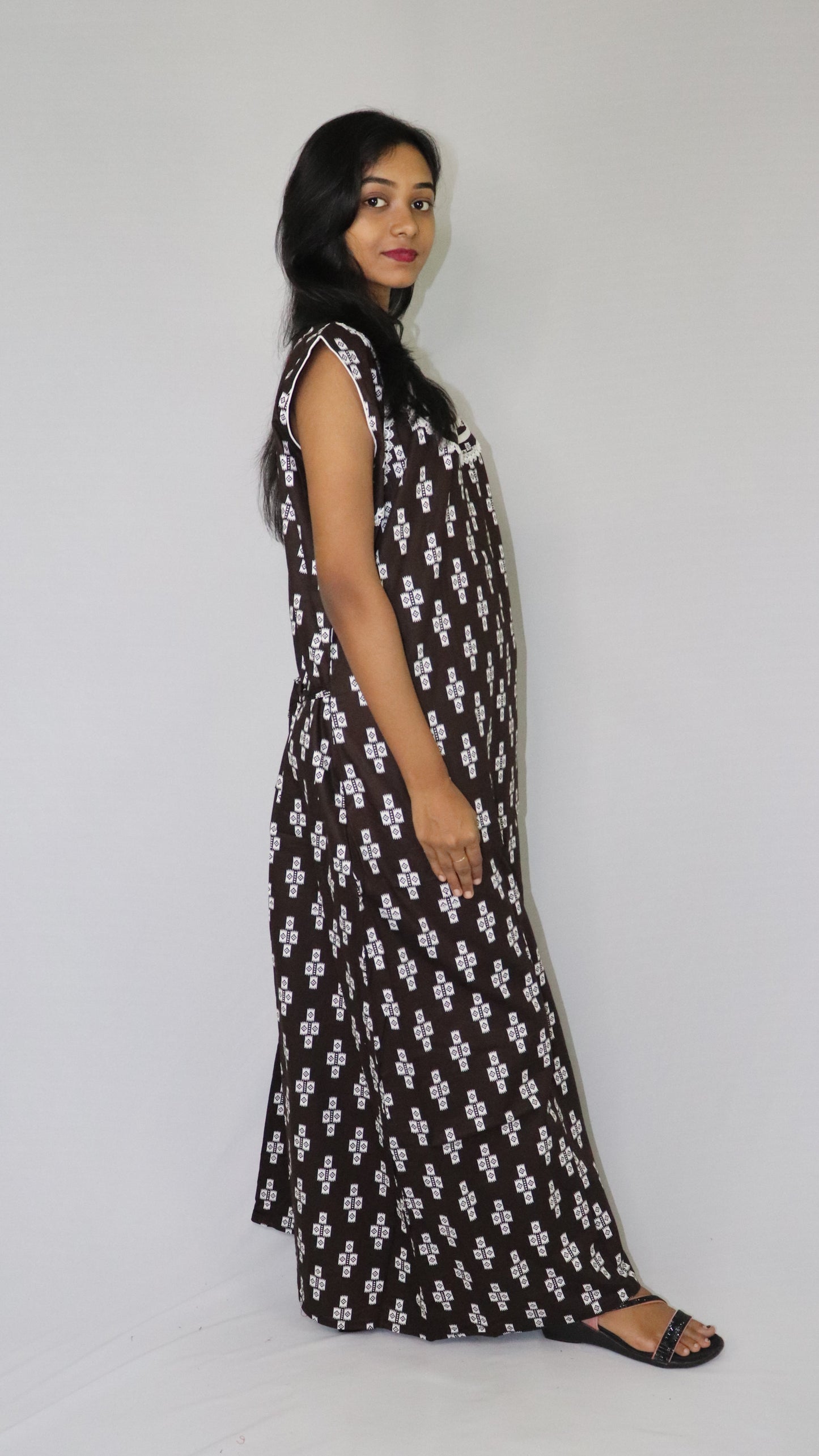 ATIMADE Pentagonal Neck Designer Nighty For Women