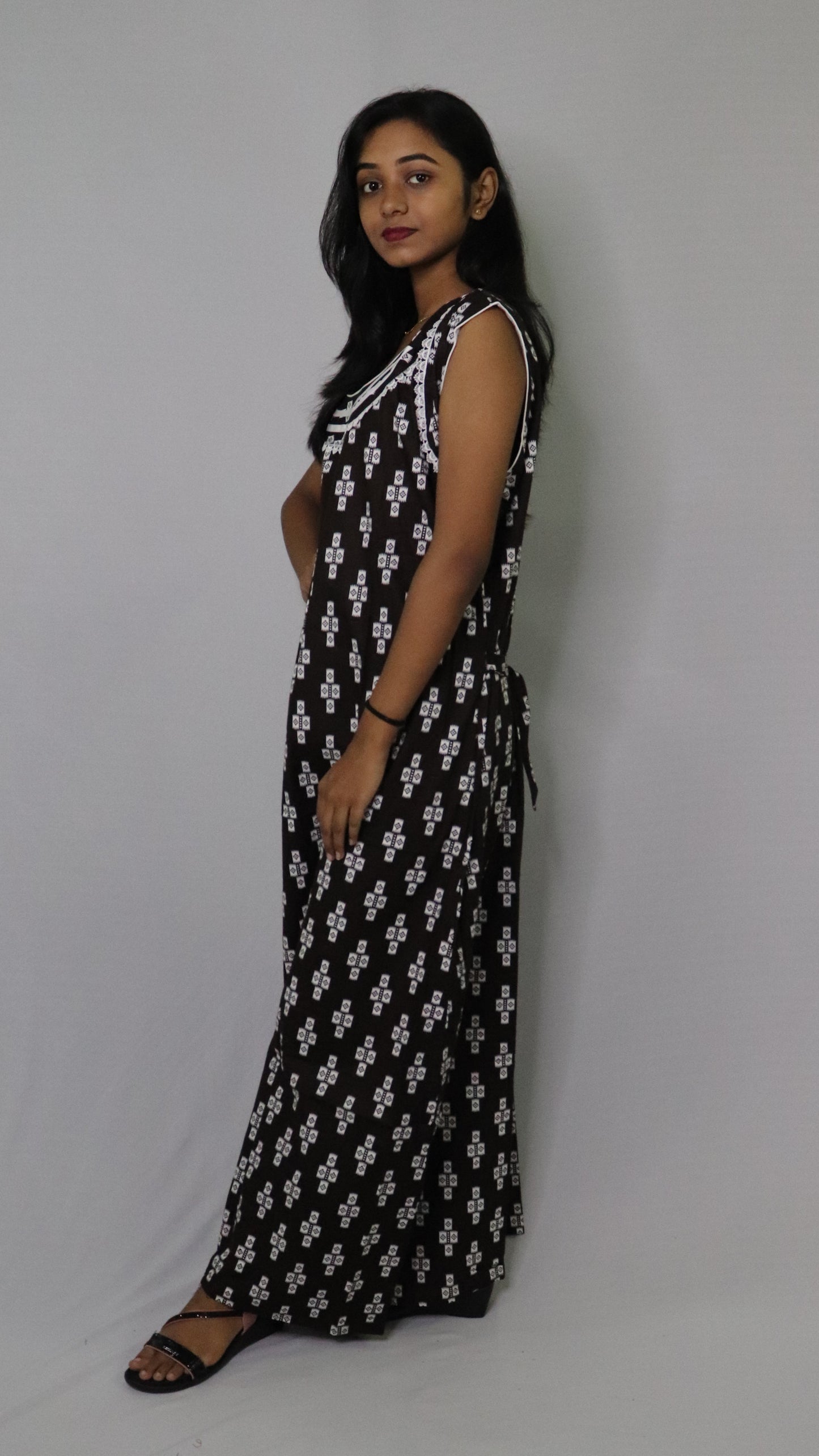ATIMADE Pentagonal Neck Designer Nighty For Women