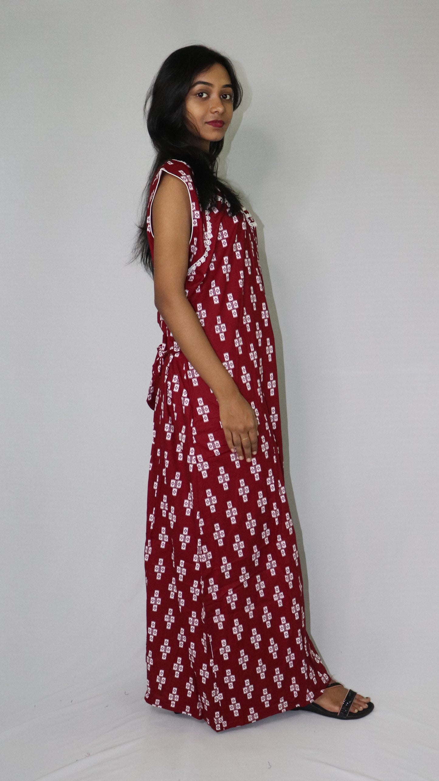 ATIMADE Pentagonal Neck Designer Nighty For Women