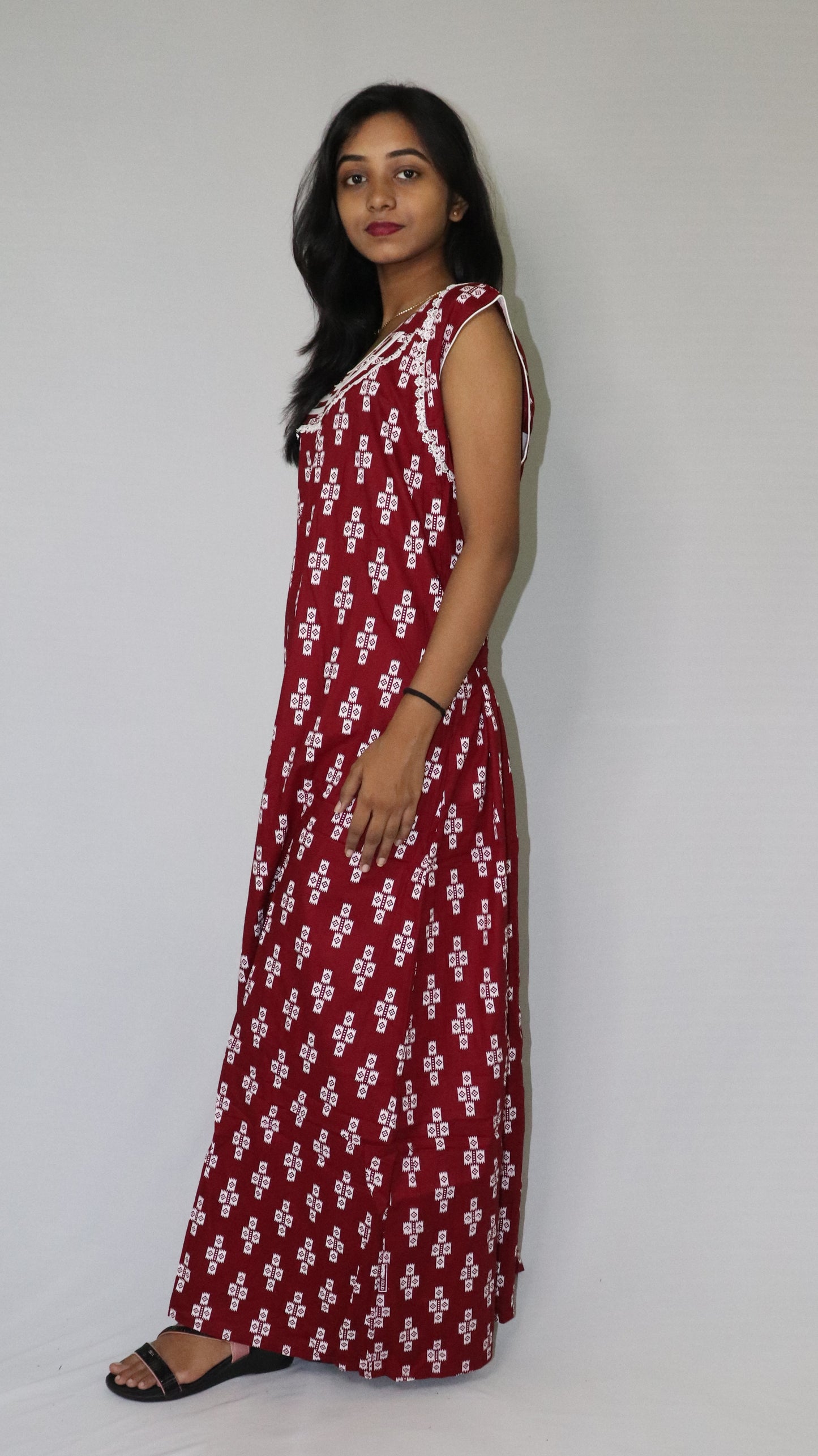ATIMADE Pentagonal Neck Designer Nighty For Women