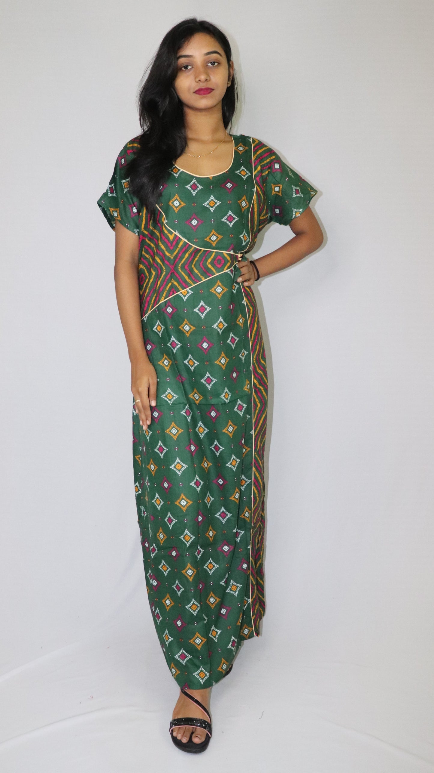 ATIMADE Pentagonal Neck Designer Nighty For Women