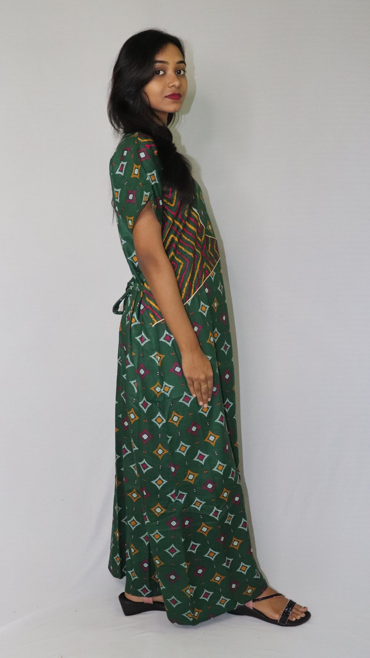 ATIMADE Pentagonal Neck Designer Nighty For Women