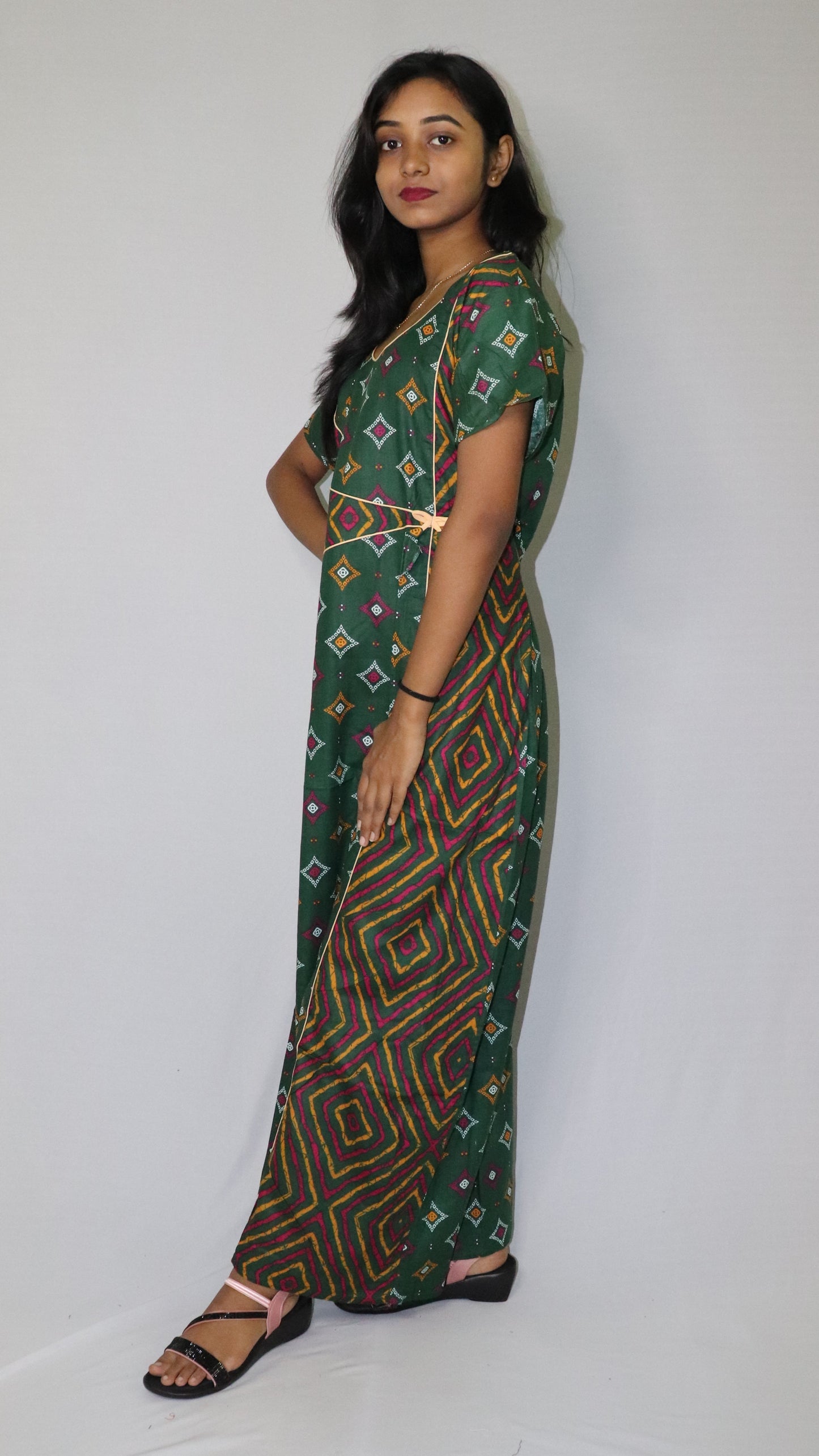 ATIMADE Pentagonal Neck Designer Nighty For Women