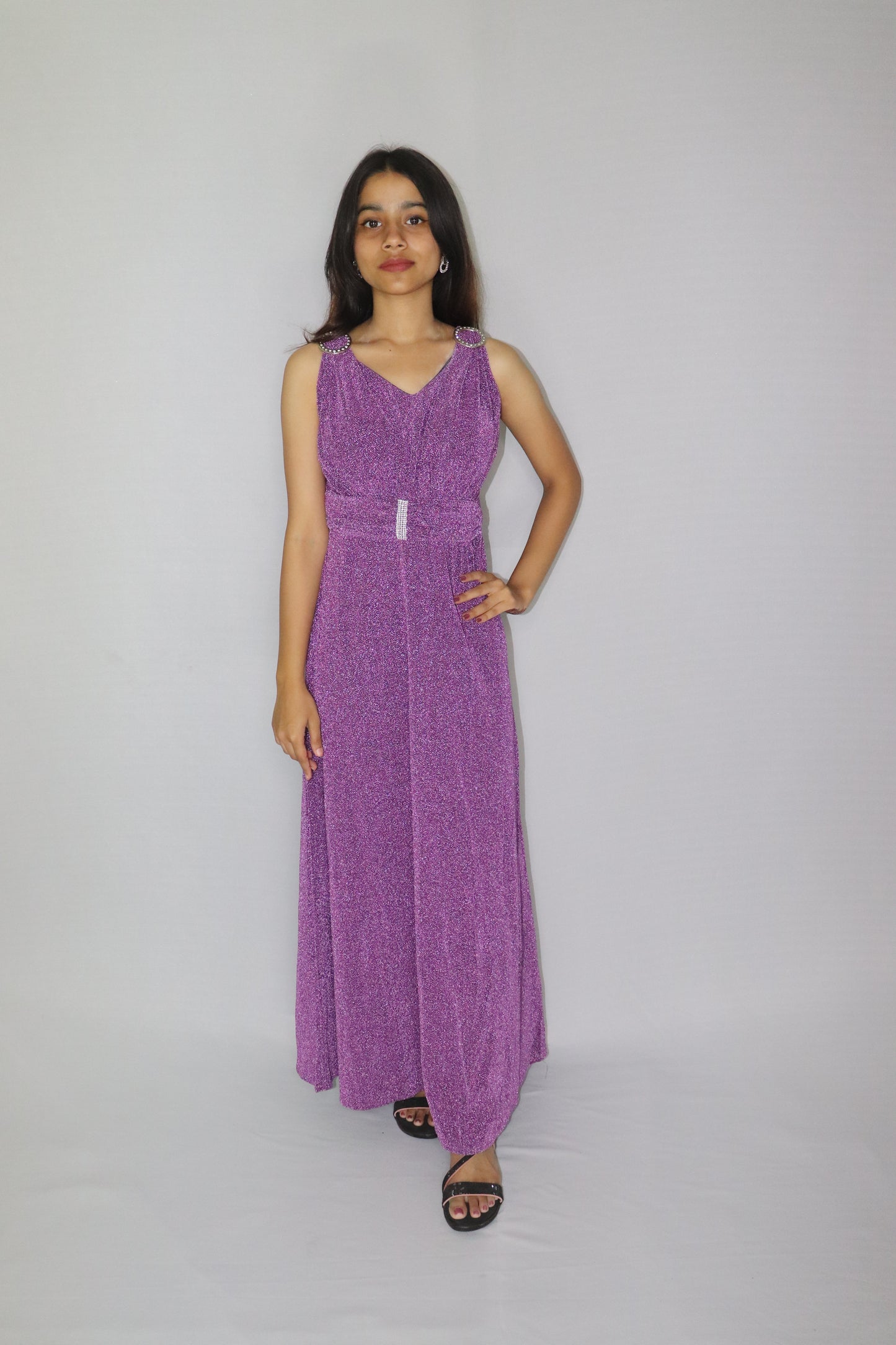 ATIMADE Branded V Neck Women's Satin Stylish Party Dress