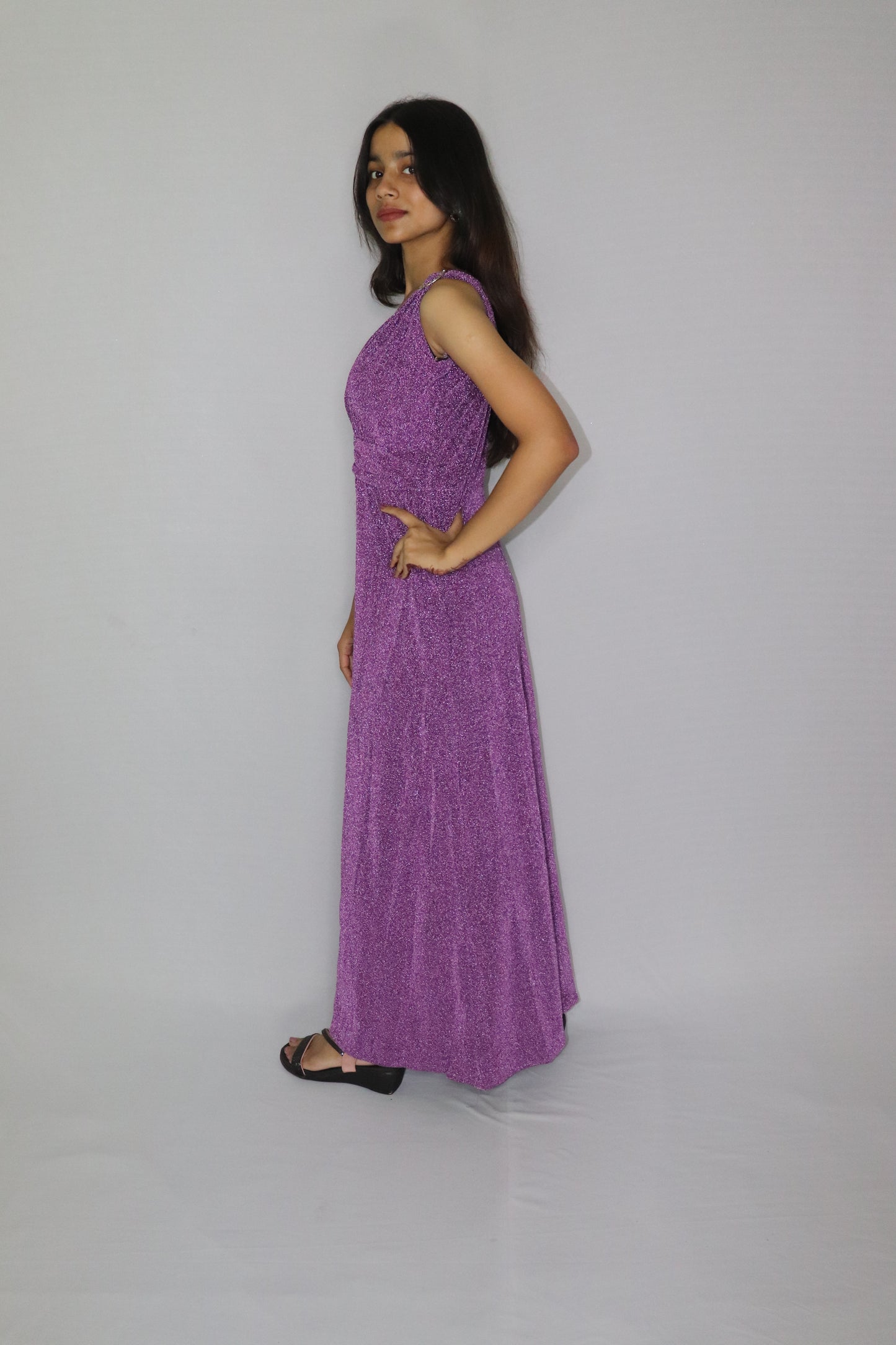 ATIMADE Branded V Neck Women's Satin Stylish Party Dress