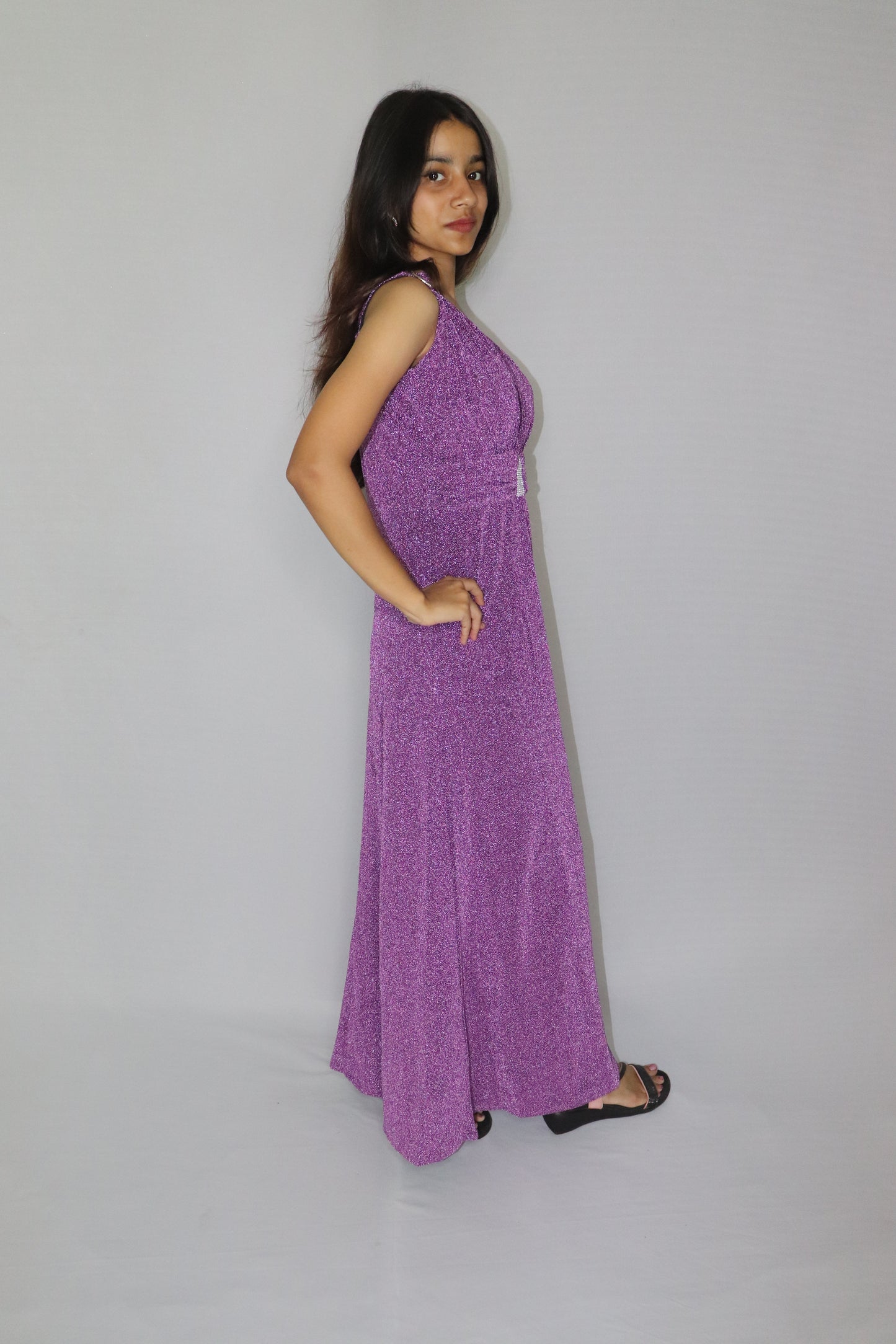 ATIMADE Branded V Neck Women's Satin Stylish Party Dress