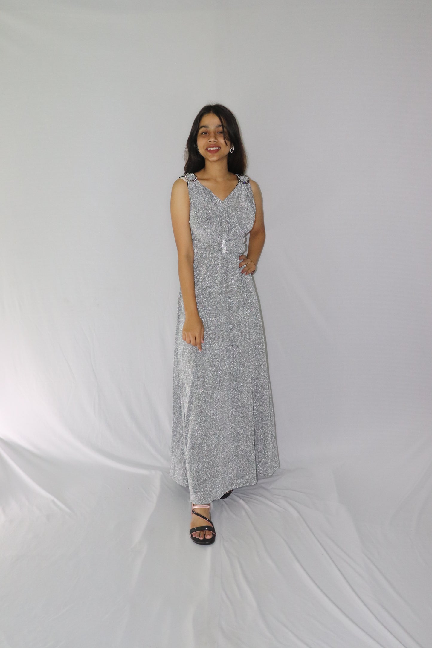 ATIMADE Branded V Neck Women's Satin Stylish Party Dress