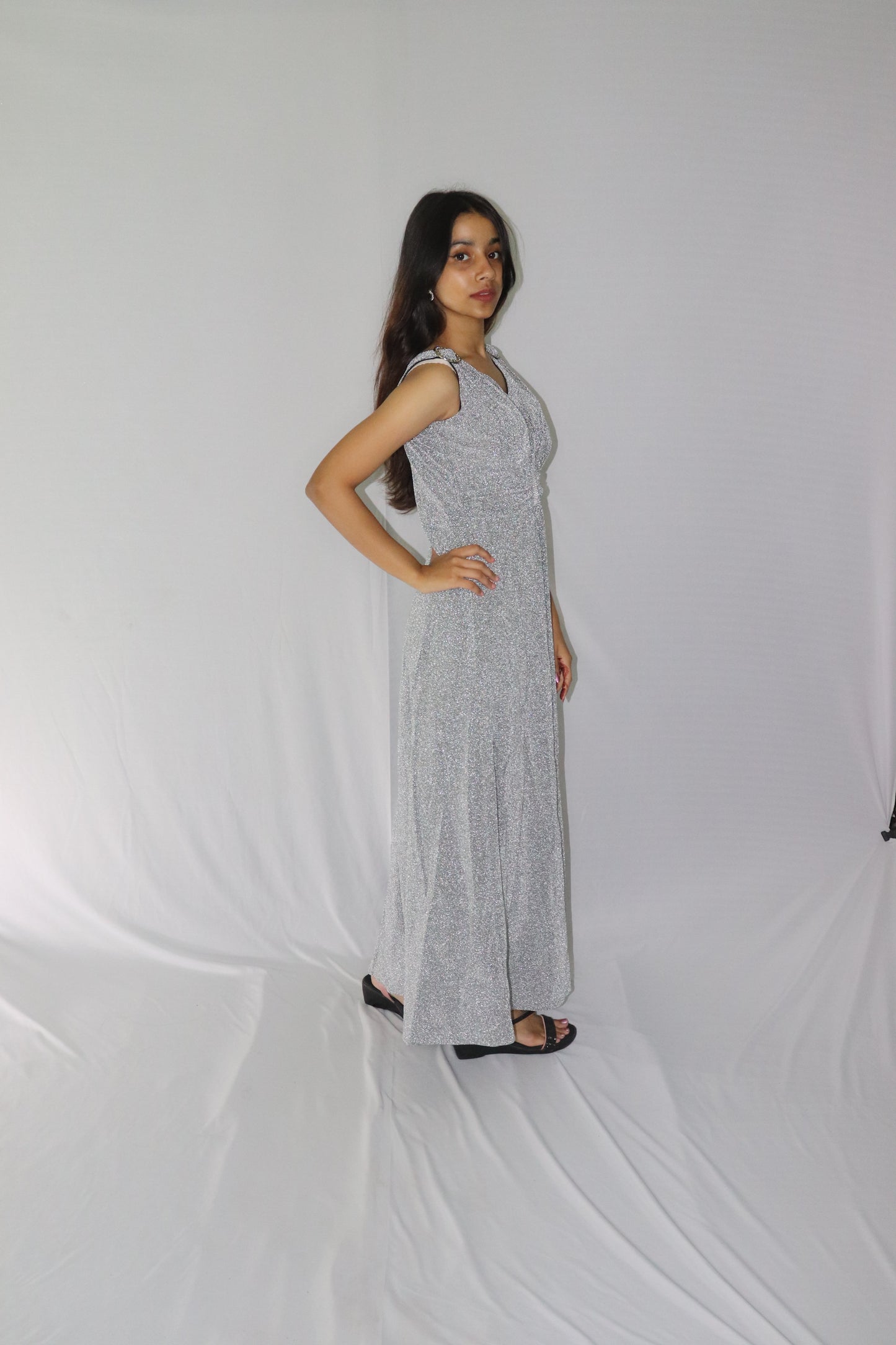 ATIMADE Branded V Neck Women's Satin Stylish Party Dress