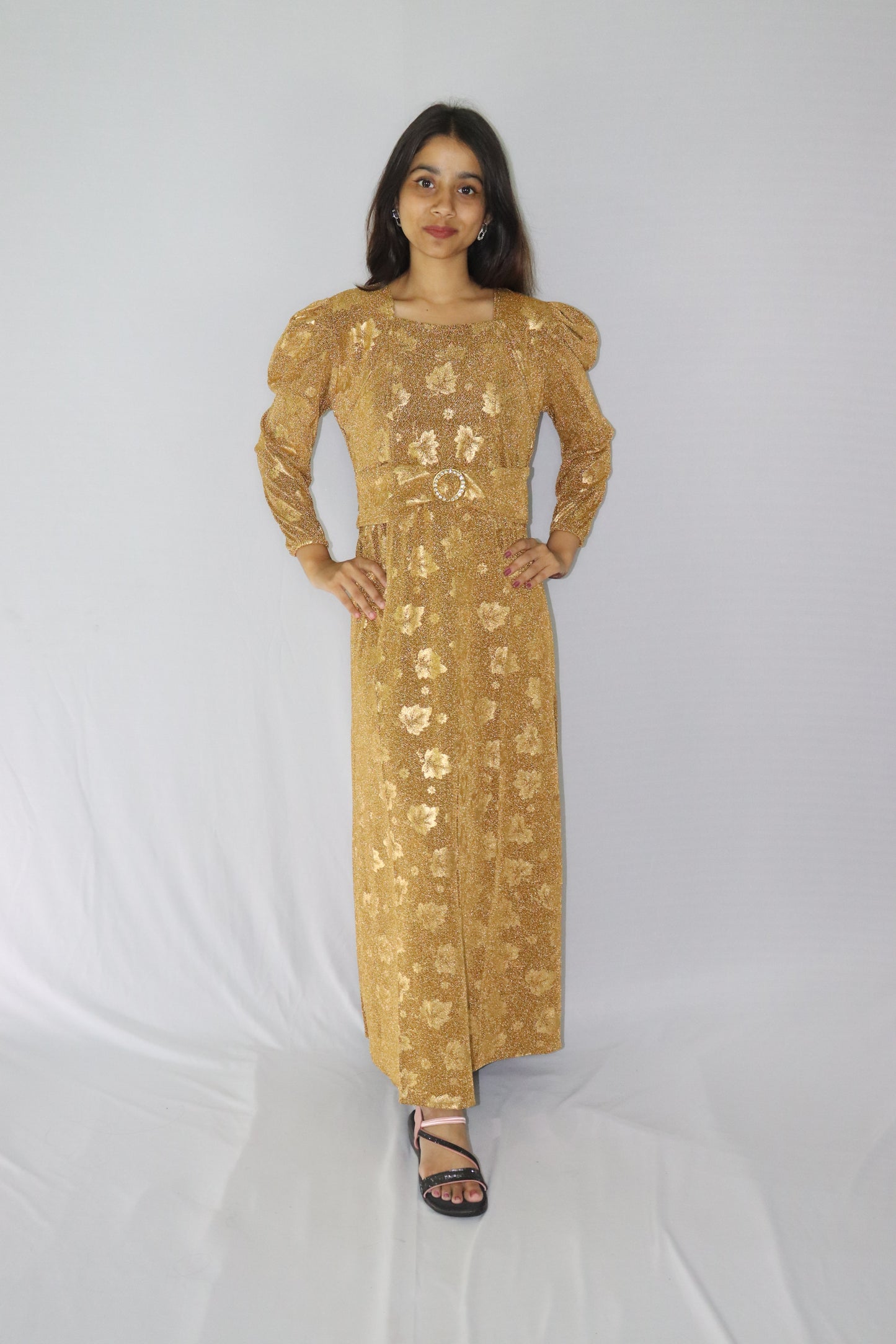 ATIMADE Branded Square Neck Women's Satin Stylish Party Dress