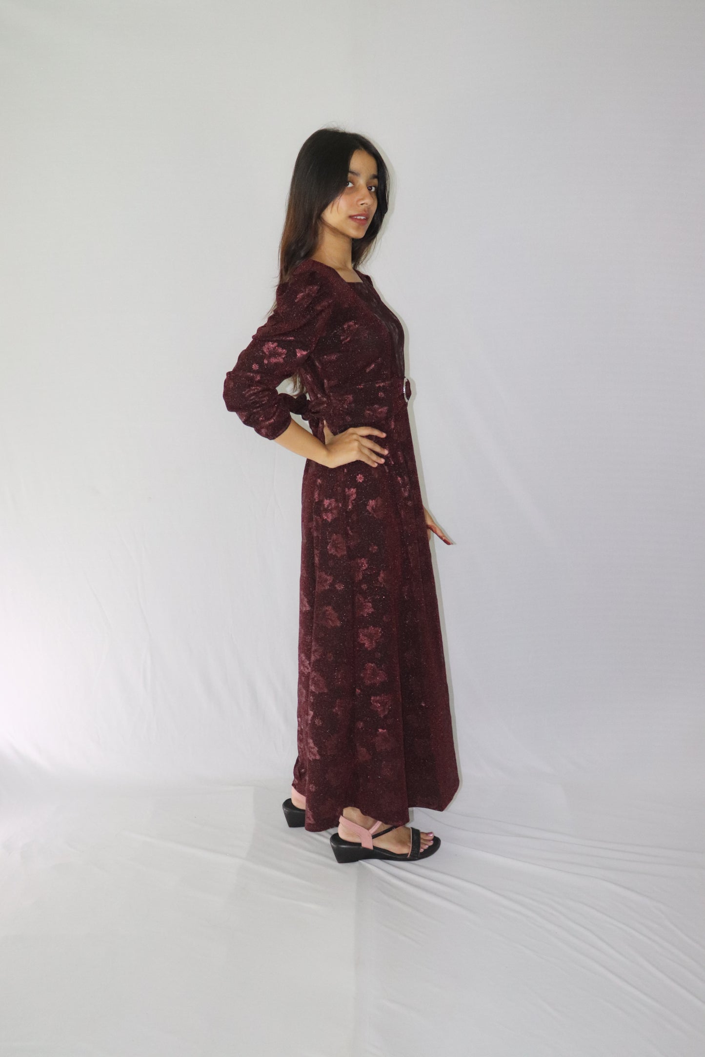 ATIMADE Branded Square Neck Women's Satin Stylish Party Dress