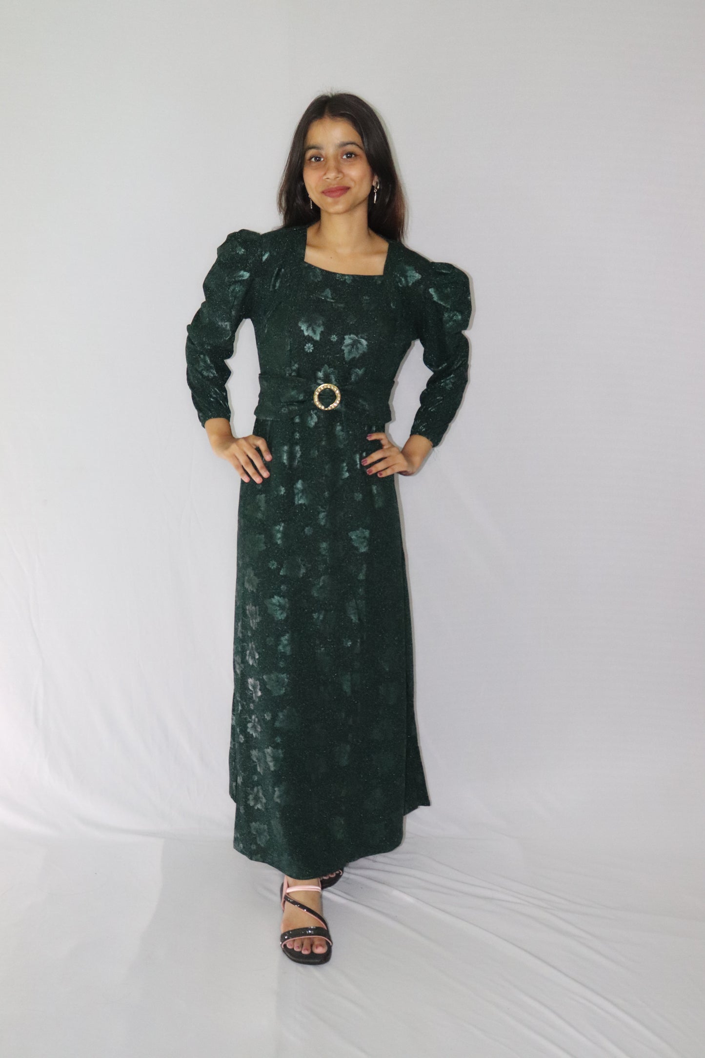 ATIMADE Branded Square Neck Women's Satin Stylish Party Dress