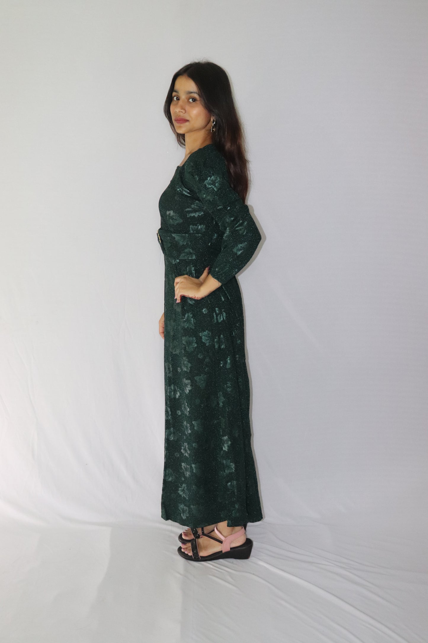 ATIMADE Branded Square Neck Women's Satin Stylish Party Dress