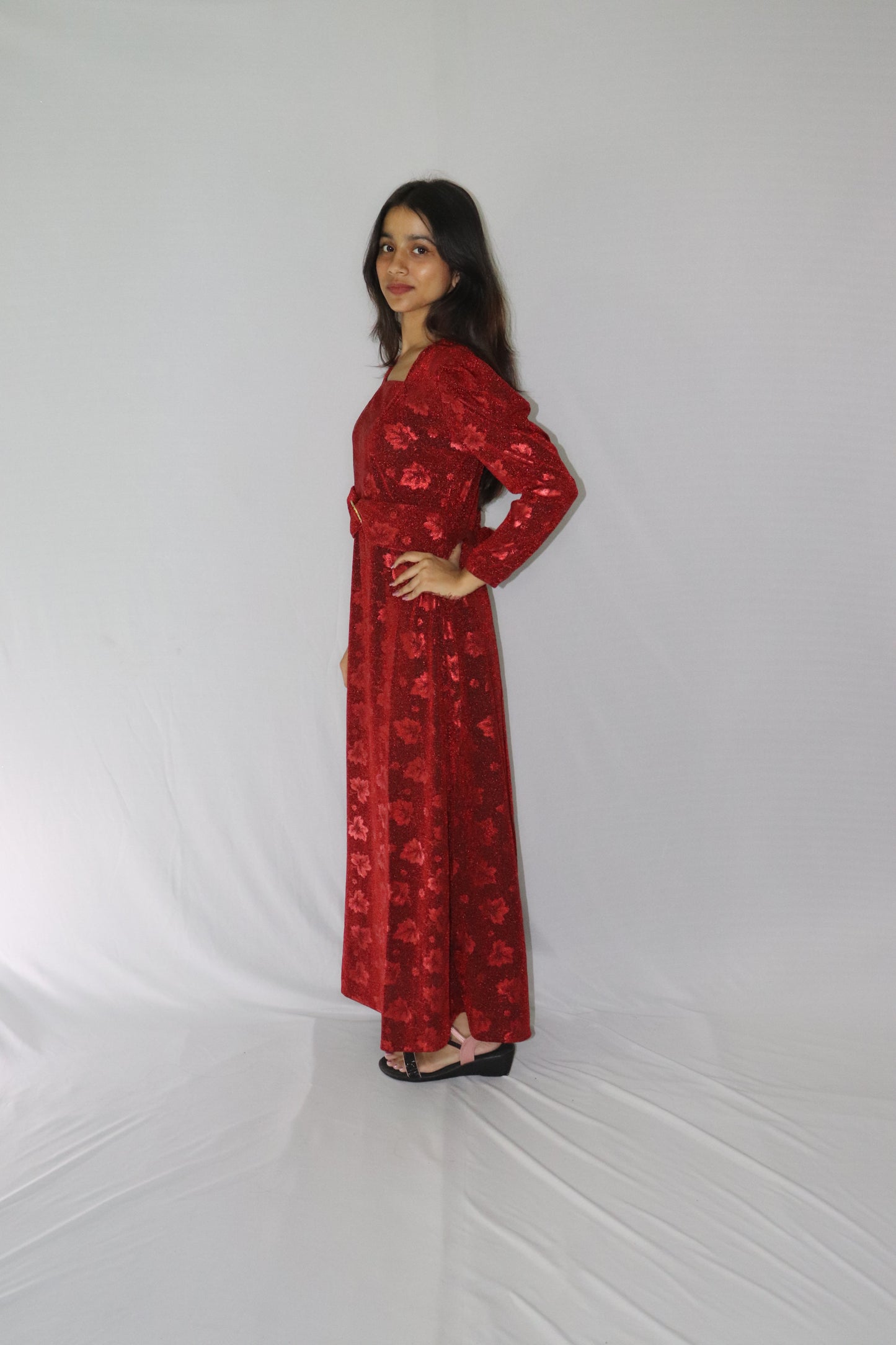 ATIMADE Branded Square Neck Women's Satin Stylish Party Dress