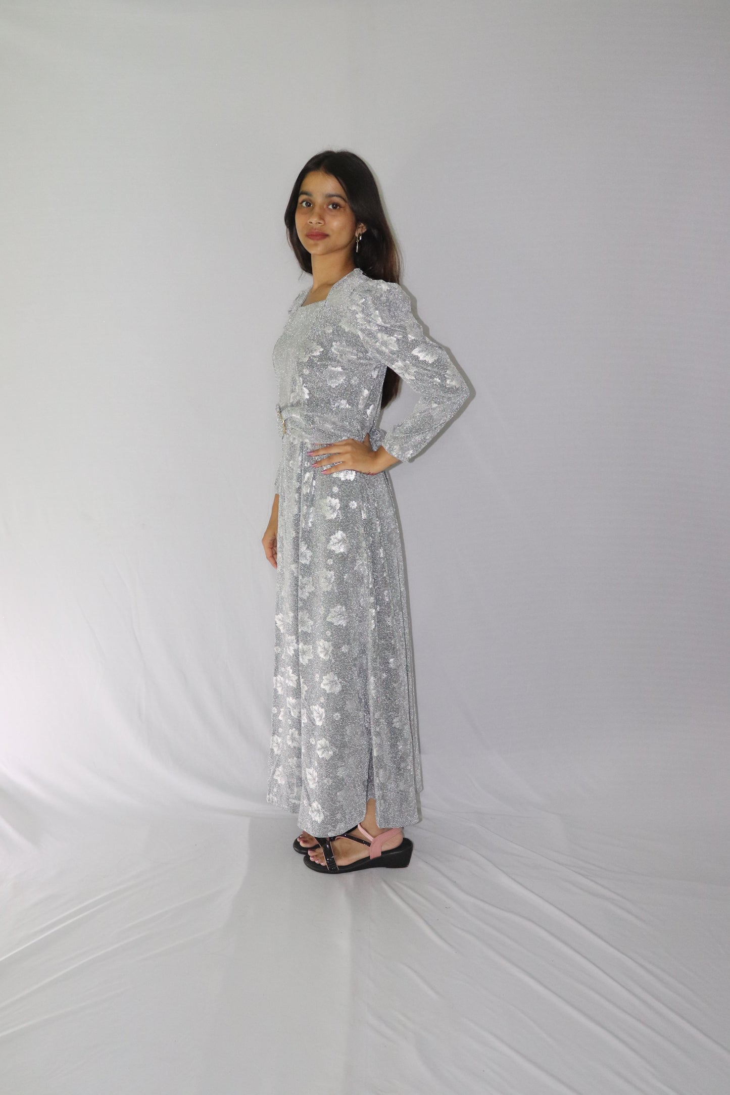 ATIMADE Branded Square Neck Women's Satin Stylish Party Dress