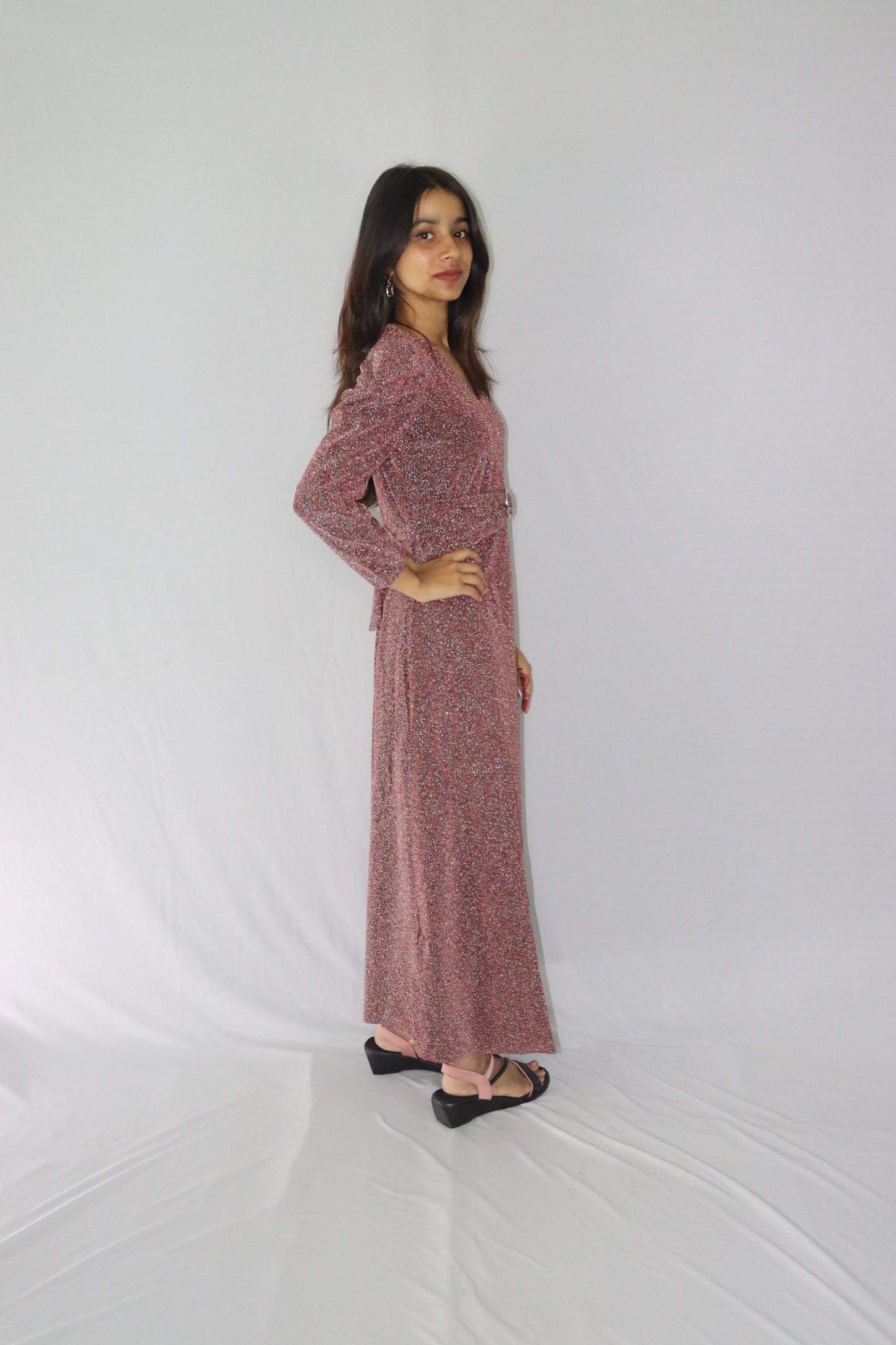 ATIMADE Branded V Neck Women's Satin Stylish Party Dress