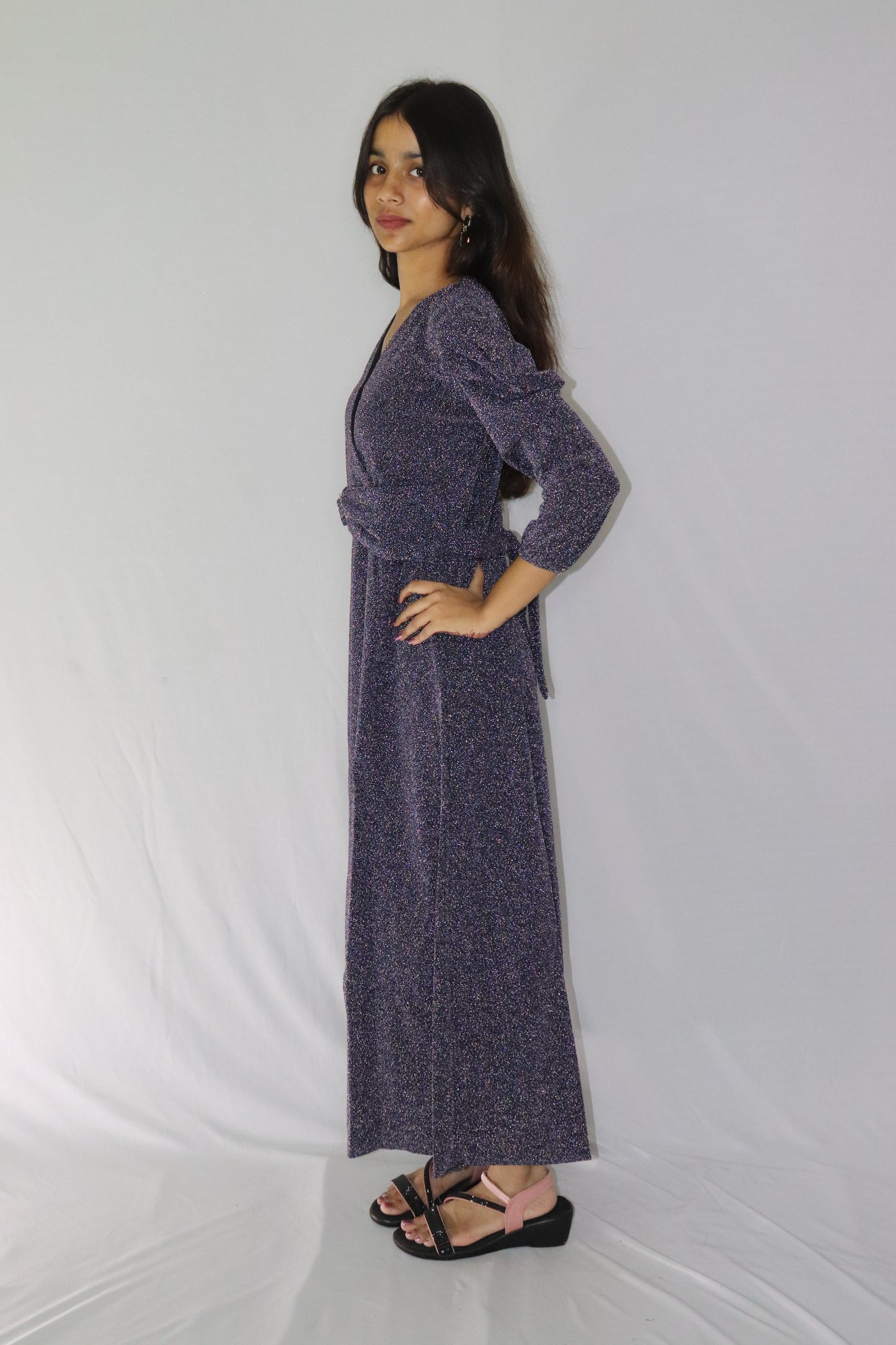 ATIMADE Branded V Neck Women's Satin Stylish Party Dress