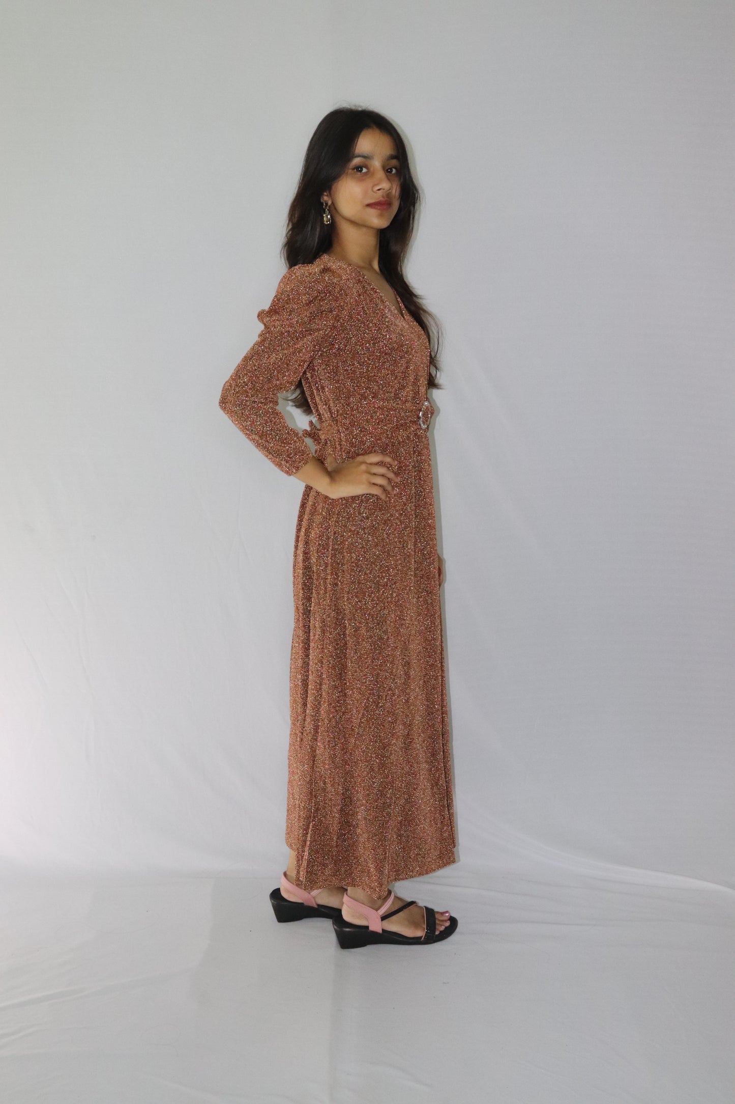 ATIMADE Branded V Neck Women's Satin Stylish Party Dress