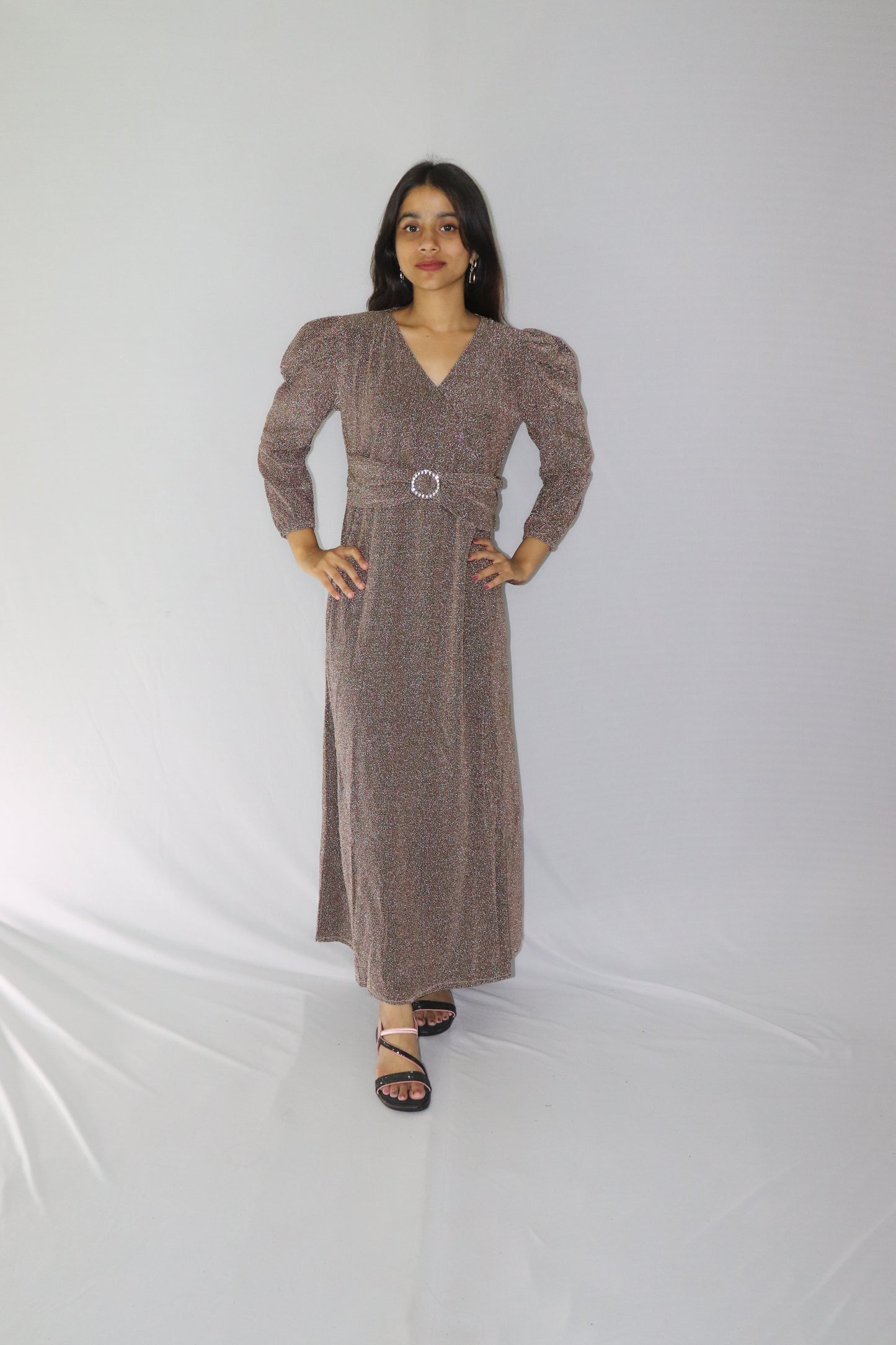 ATIMADE Branded V Neck Women's Satin Stylish Party Dress
