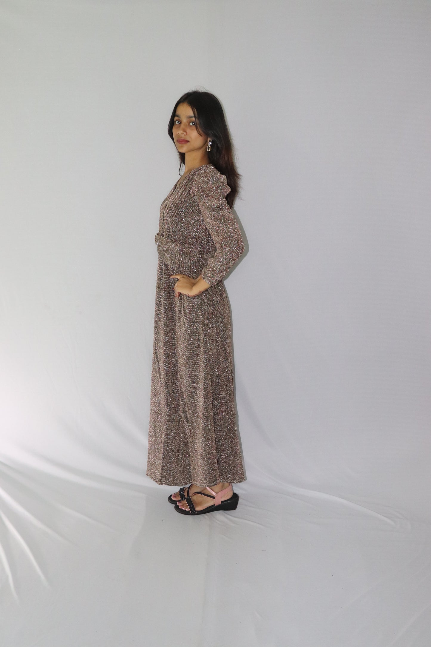 ATIMADE Branded V Neck Women's Satin Stylish Party Dress