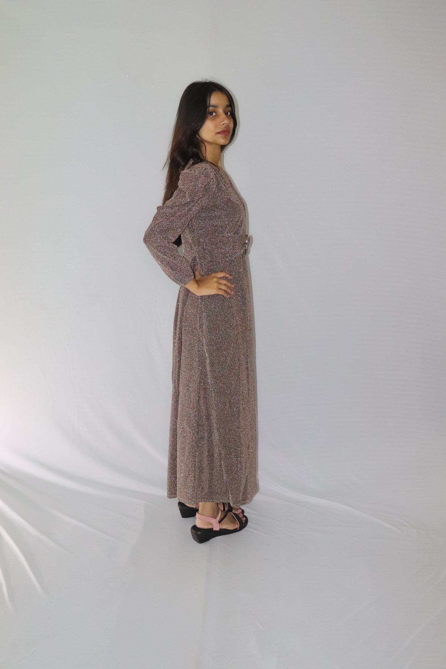 ATIMADE Branded V Neck Women's Satin Stylish Party Dress