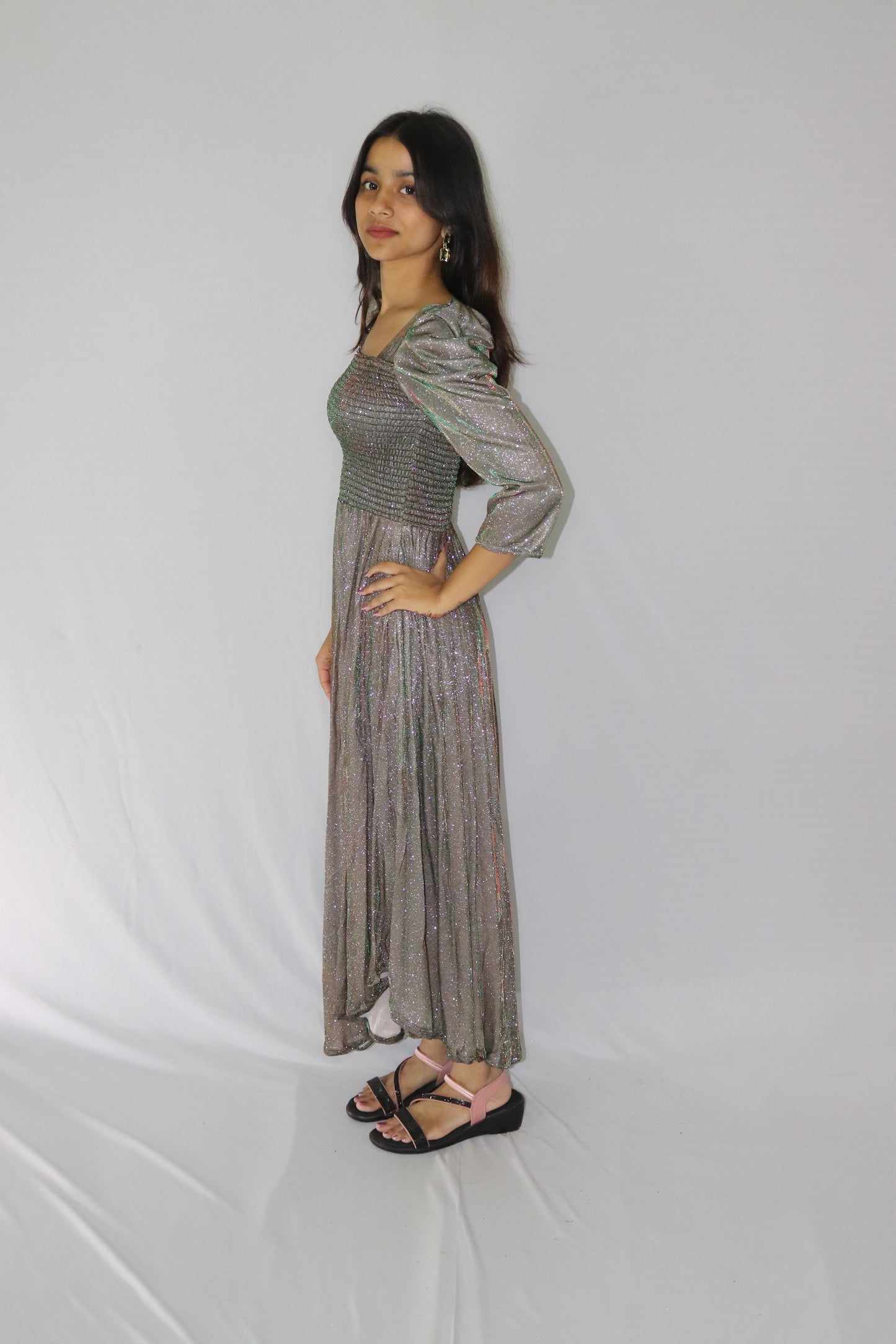 ATIMADE Branded Square Neck Women's Satin Stylish Party Dress