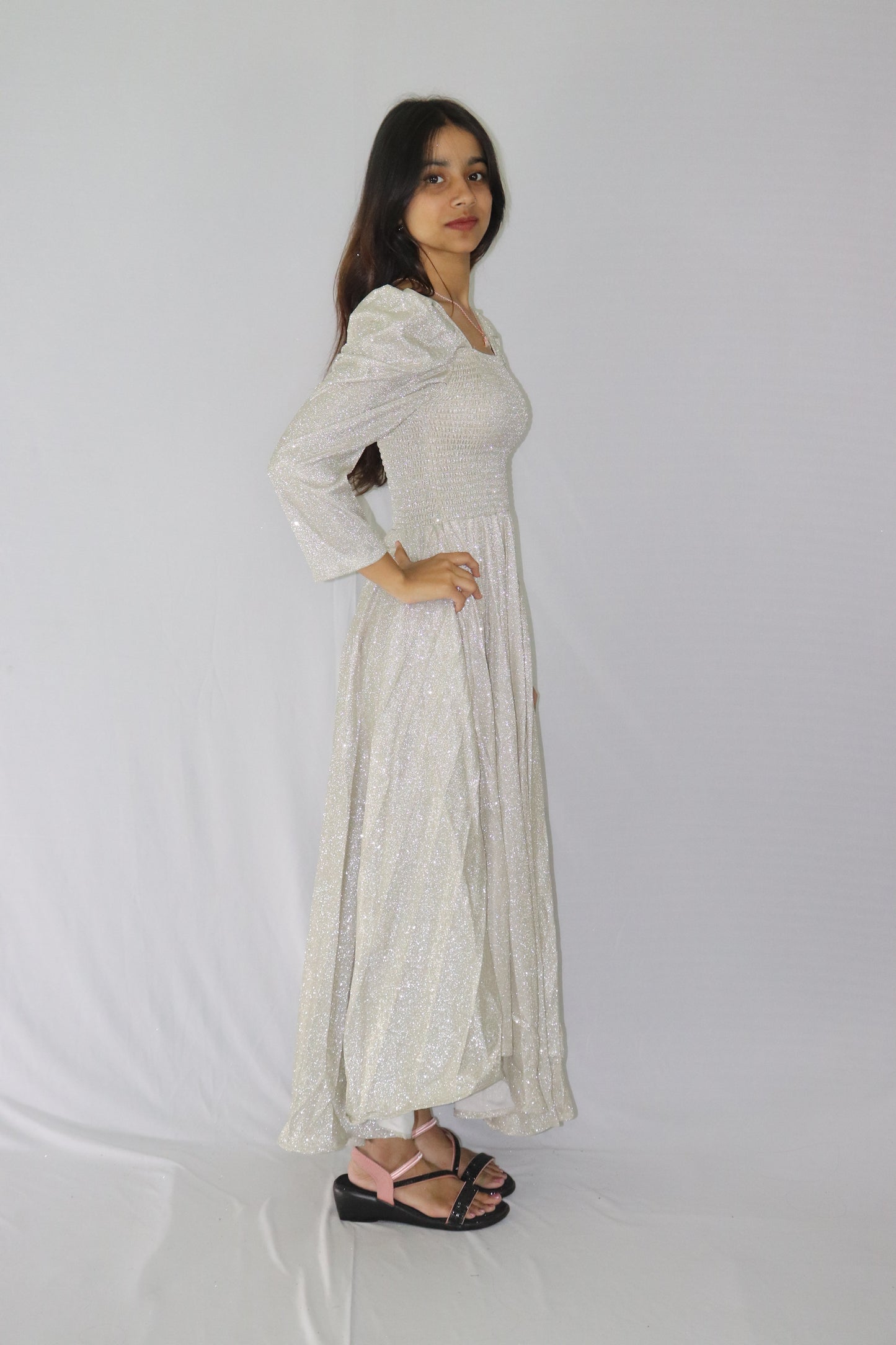 ATIMADE Branded Square Neck Women's Satin Stylish Party Dress
