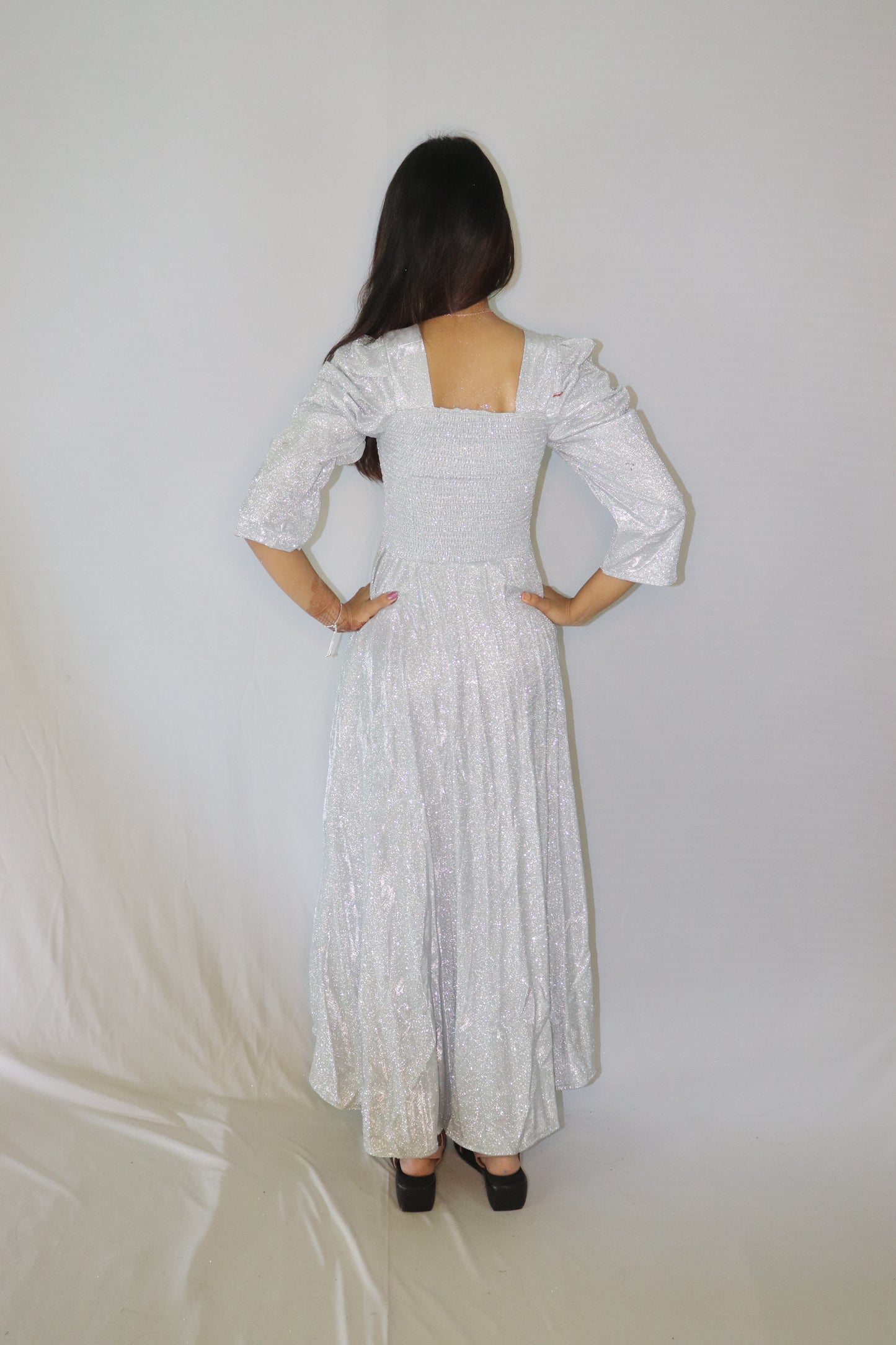 ATIMADE Branded Square Neck Women's Satin Stylish Party Dress
