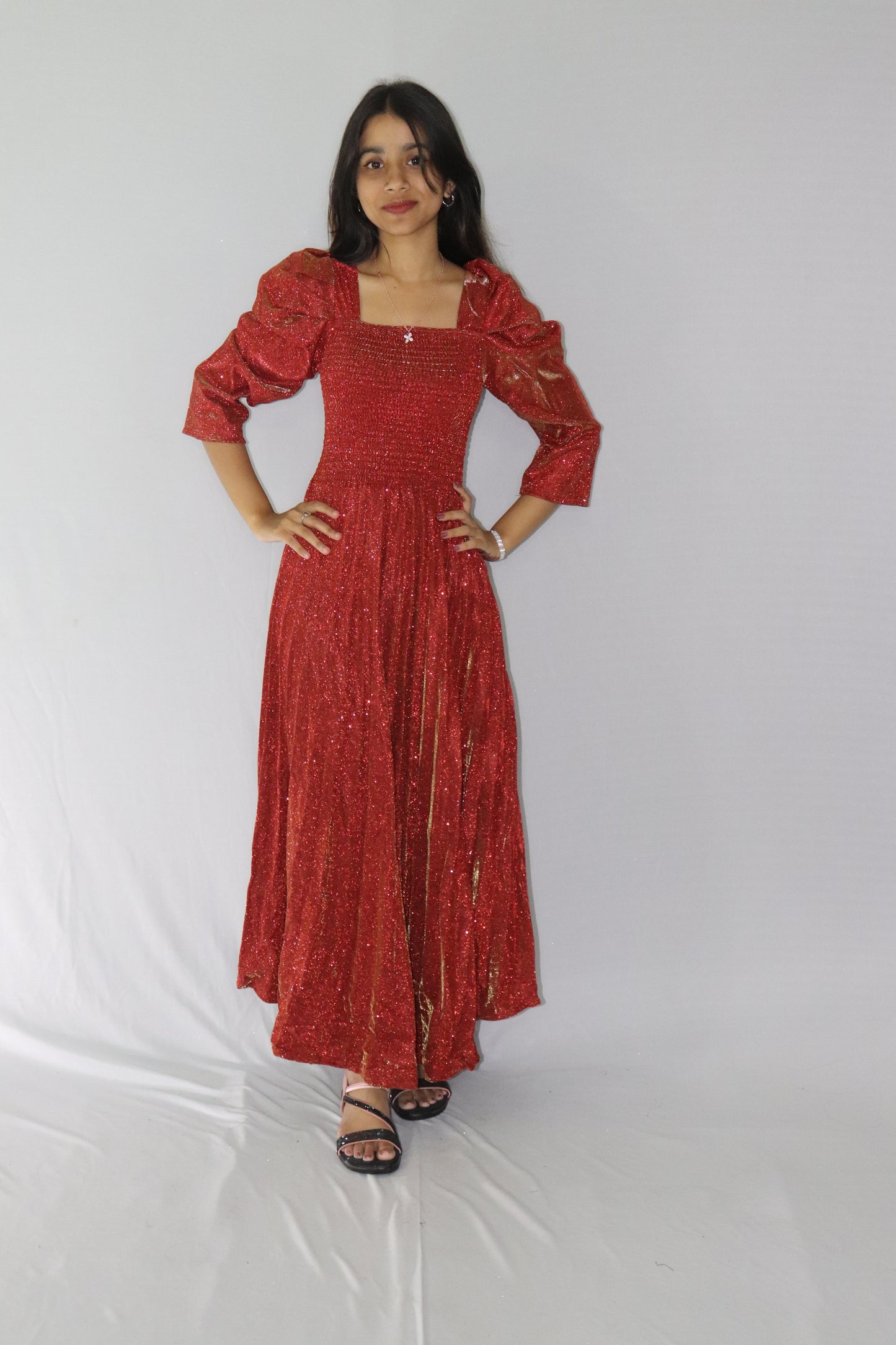 ATIMADE Branded Square Neck Women's Satin Stylish Party Dress