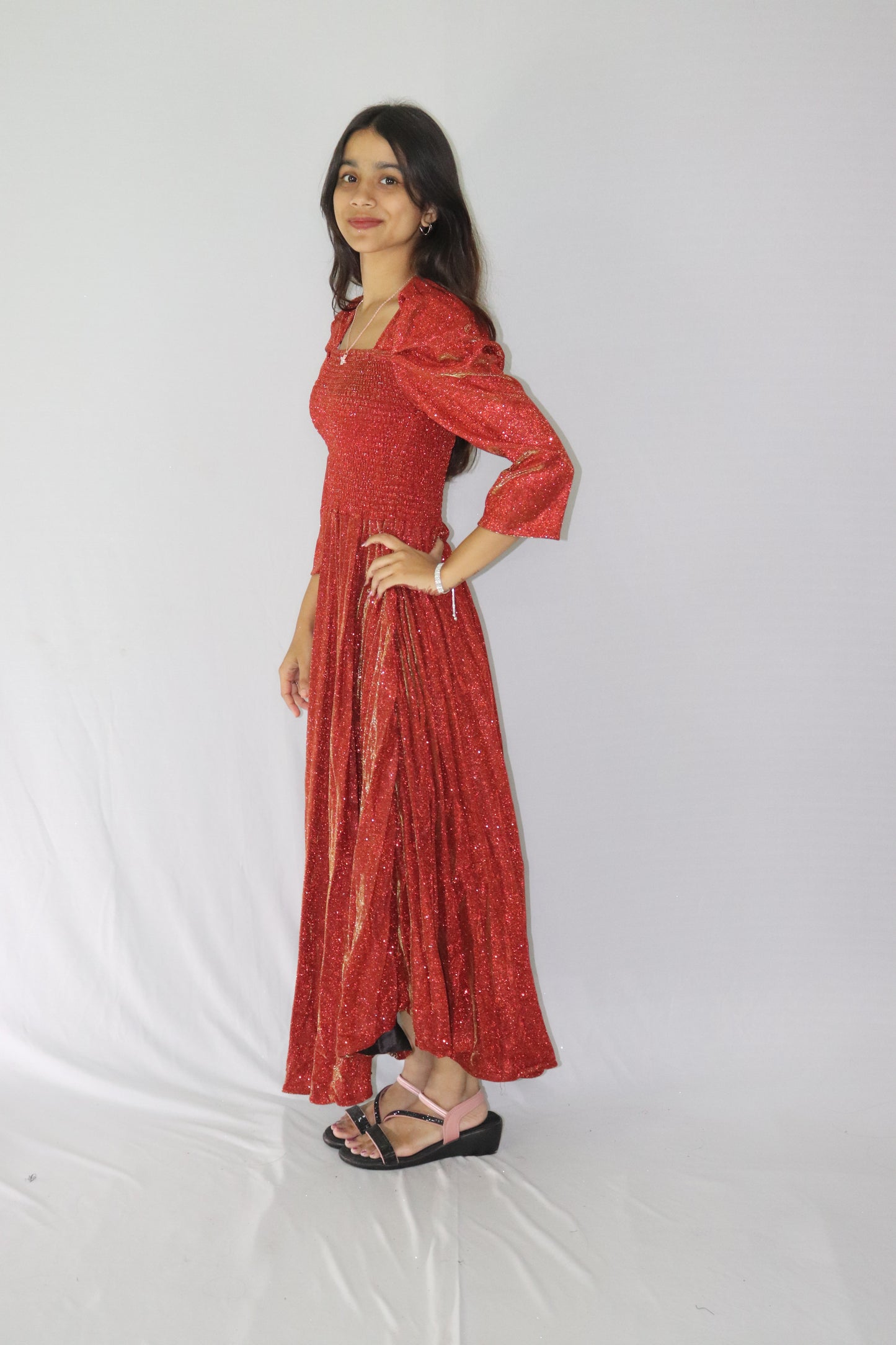 ATIMADE Branded Square Neck Women's Satin Stylish Party Dress
