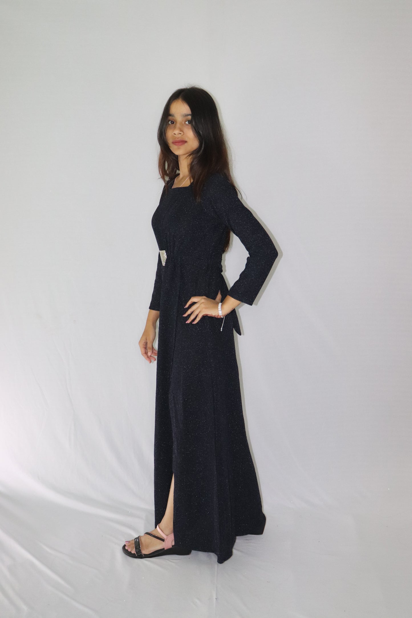 ATIMADE Branded Square Neck Women's Satin Stylish Party Dress