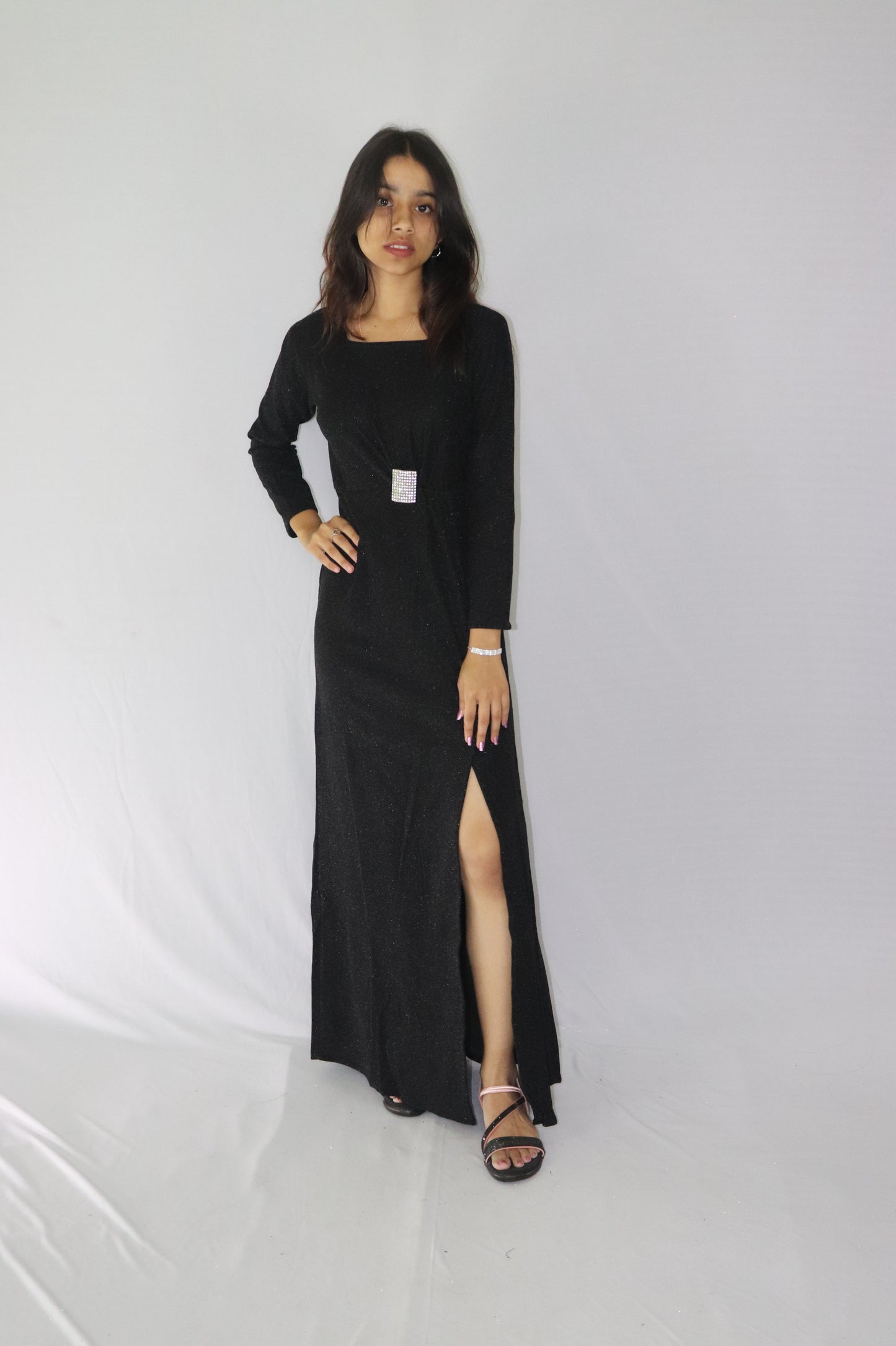 ATIMADE Branded Square Neck Women's Satin Stylish Party Dress