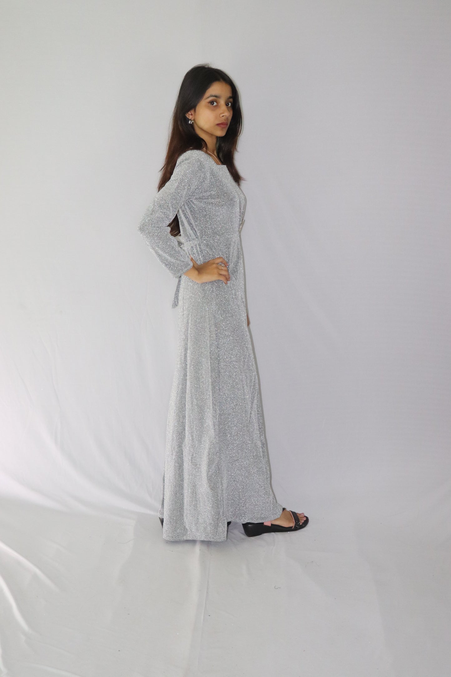 ATIMADE Branded Square Neck Women's Satin Stylish Party Dress