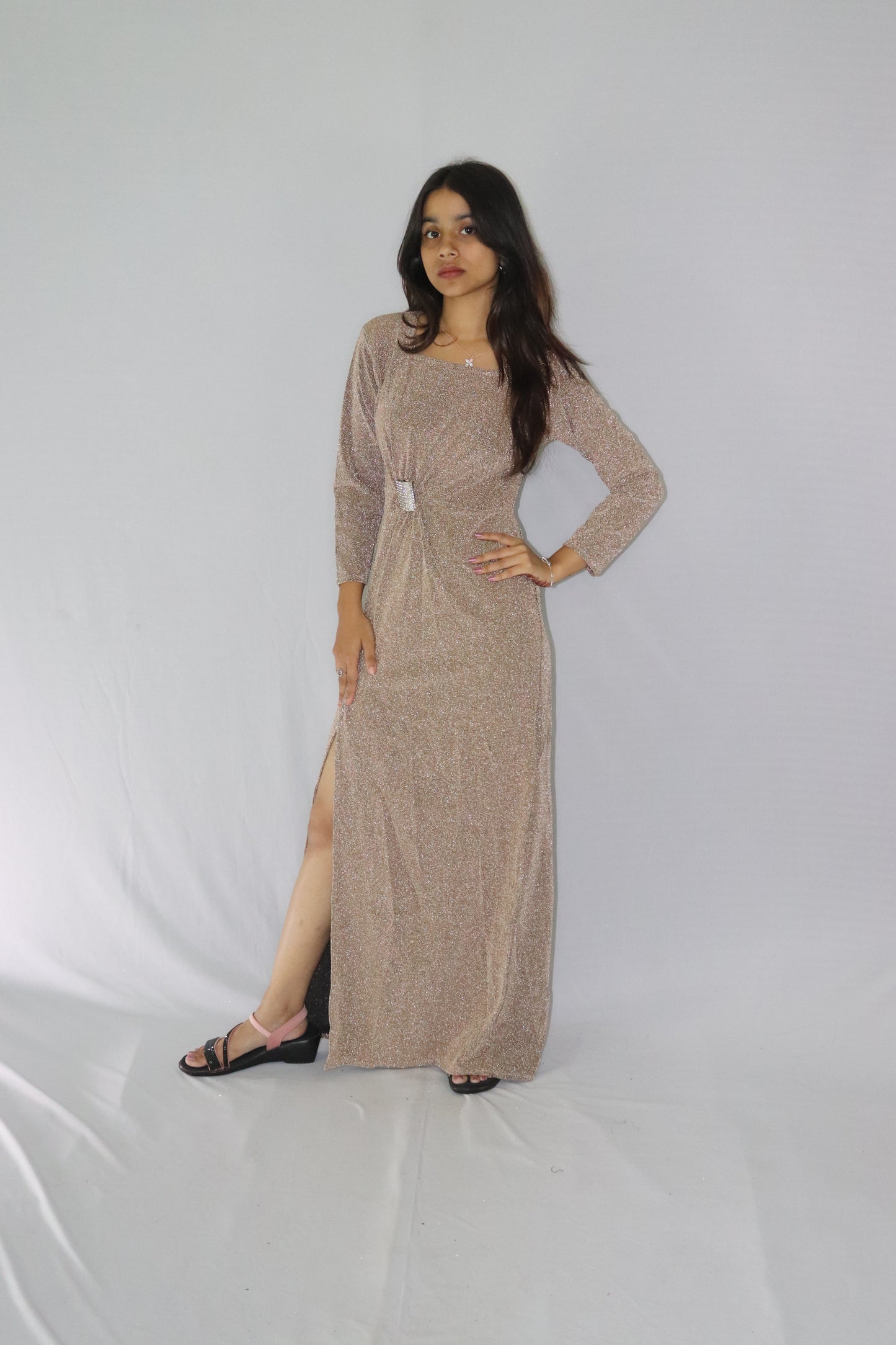 ATIMADE Branded Square Neck Women's Satin Stylish Party Dress