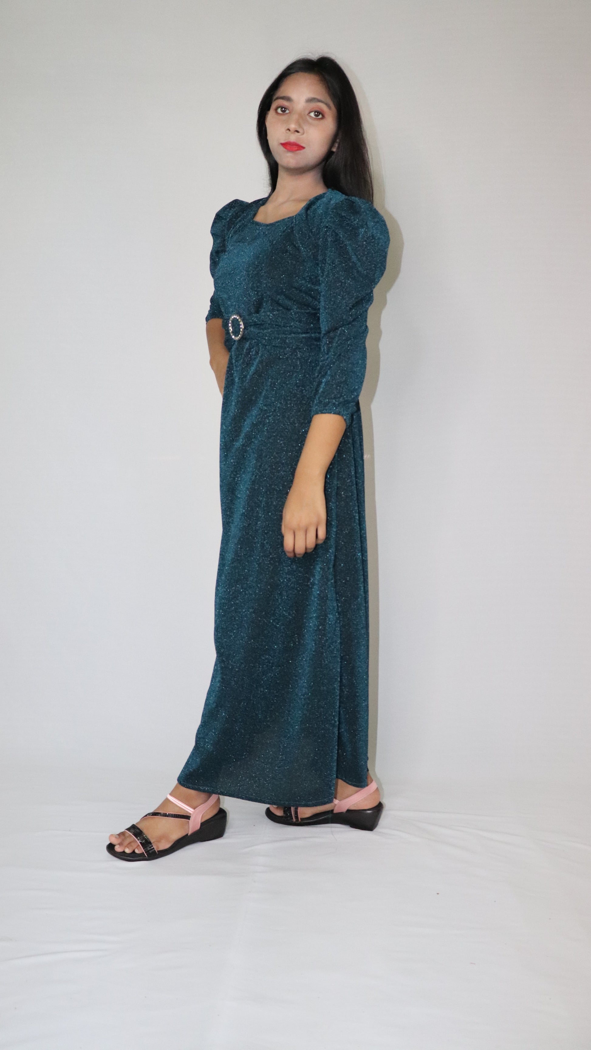 ATIMADE Square Neck Women's Satin Stylish Party Dress