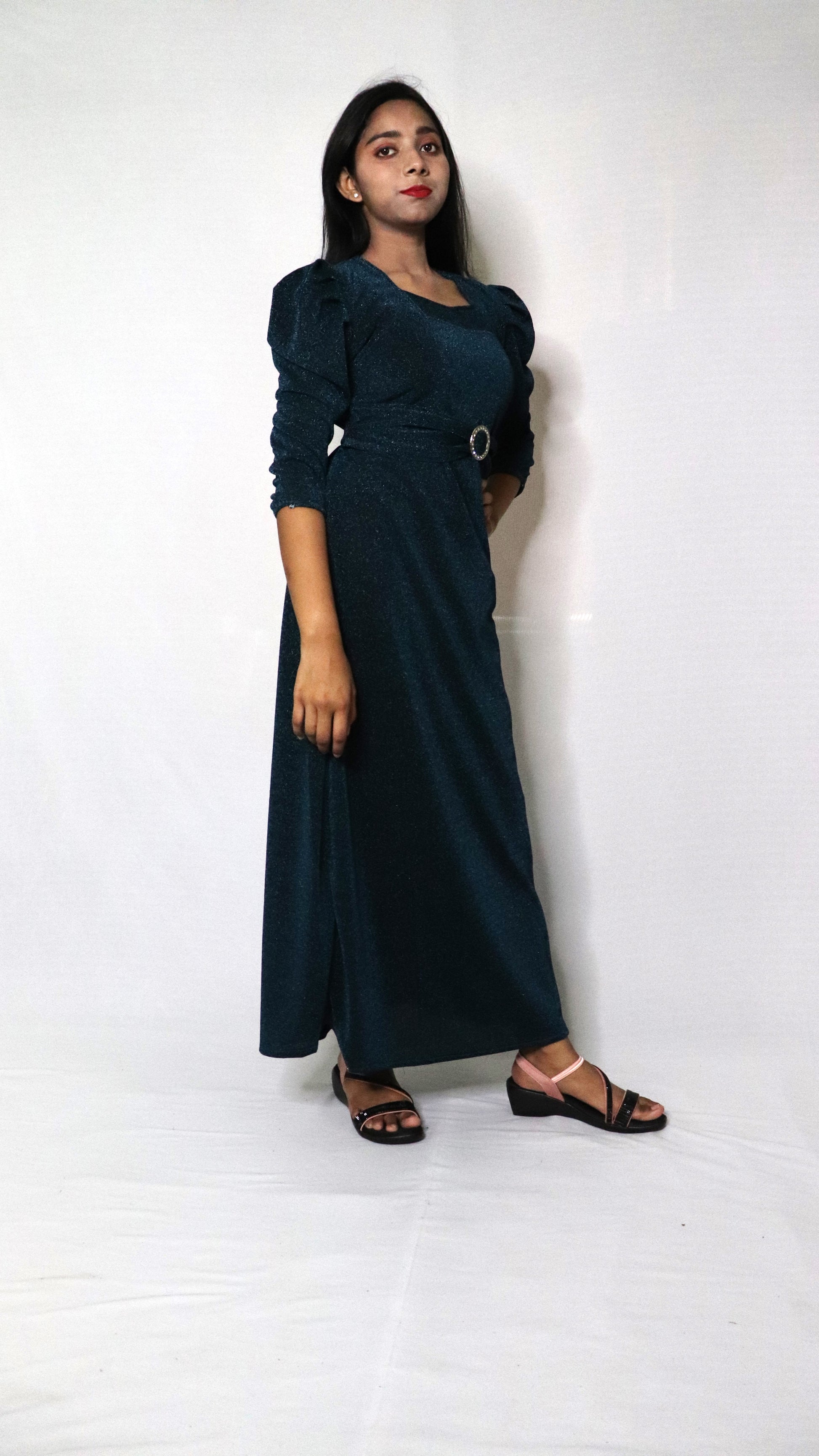 ATIMADE Square Neck Women's Satin Stylish Party Dress