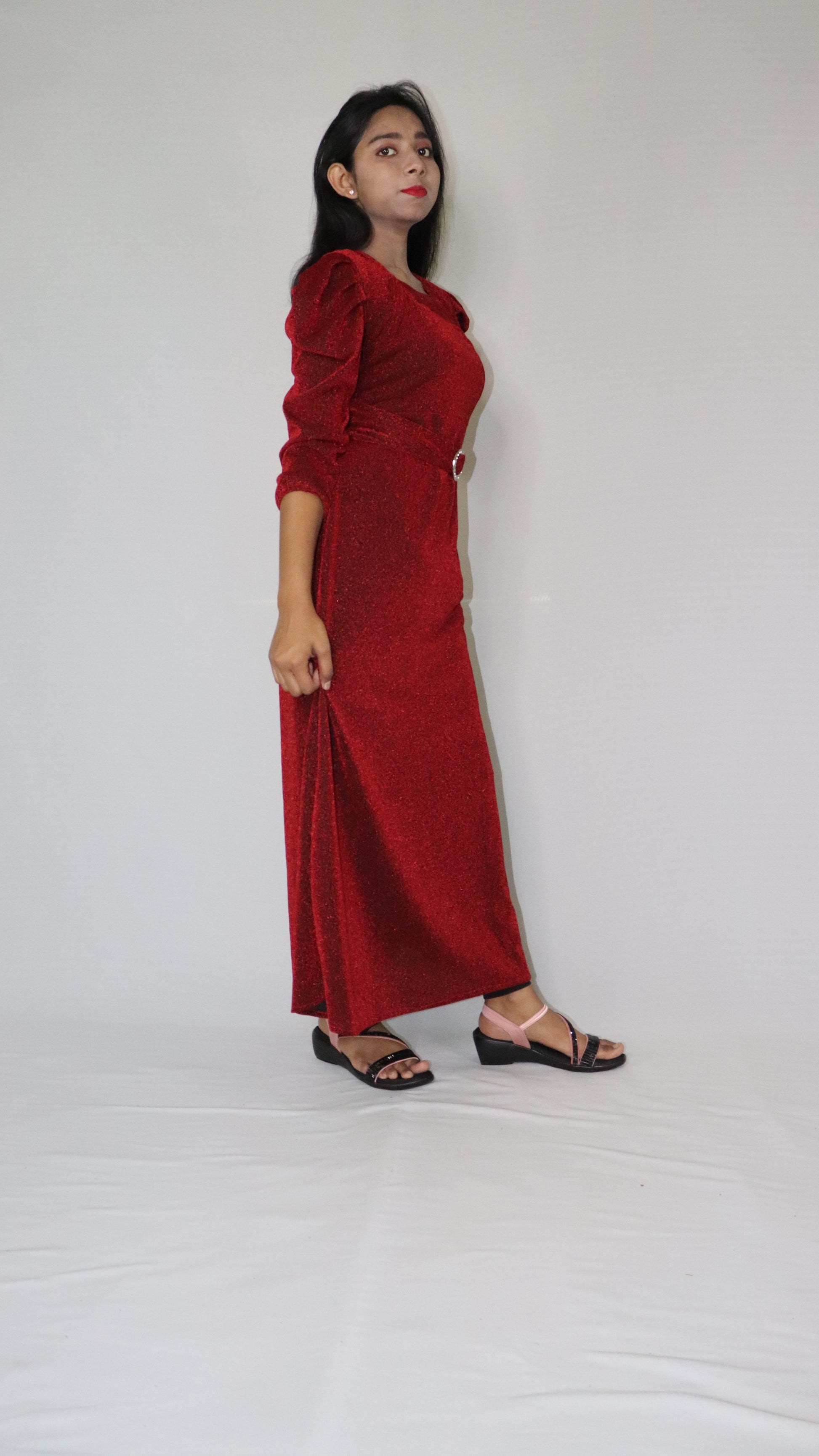 ATIMADE Square Neck Women's Satin Stylish Party Dress