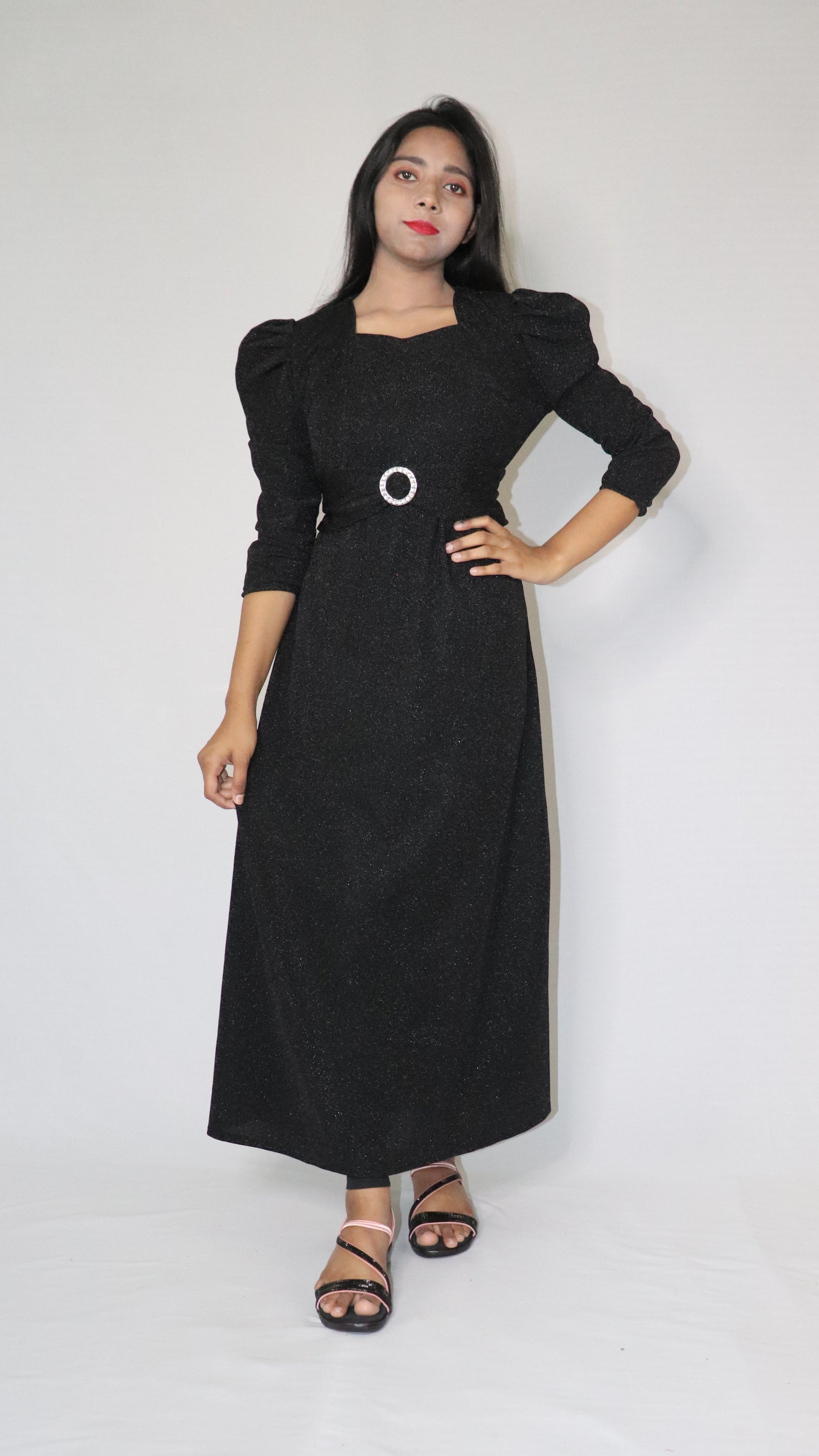 ATIMADE Square Neck Women's Satin Stylish Party Dress