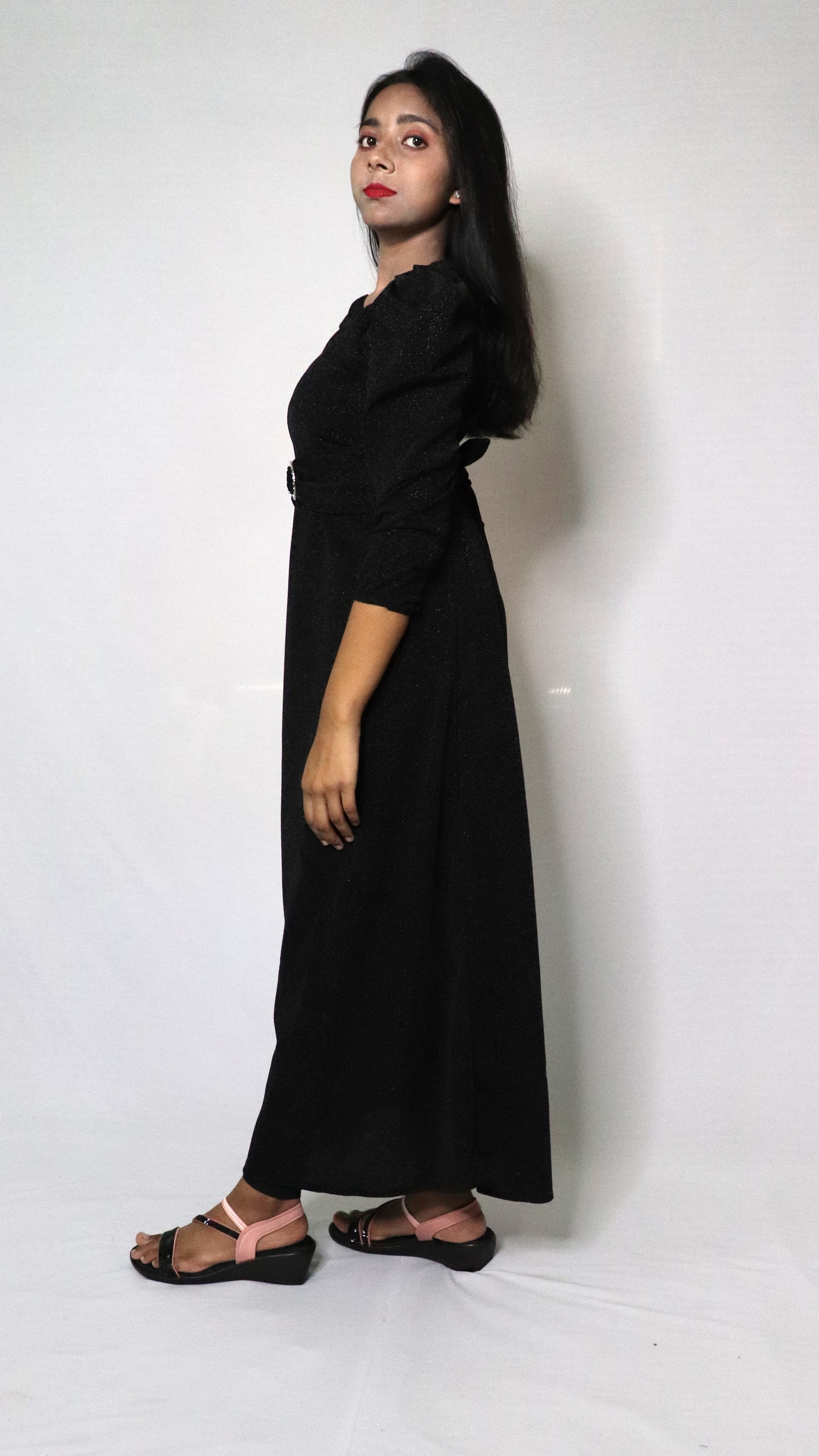 ATIMADE Square Neck Women's Satin Stylish Party Dress
