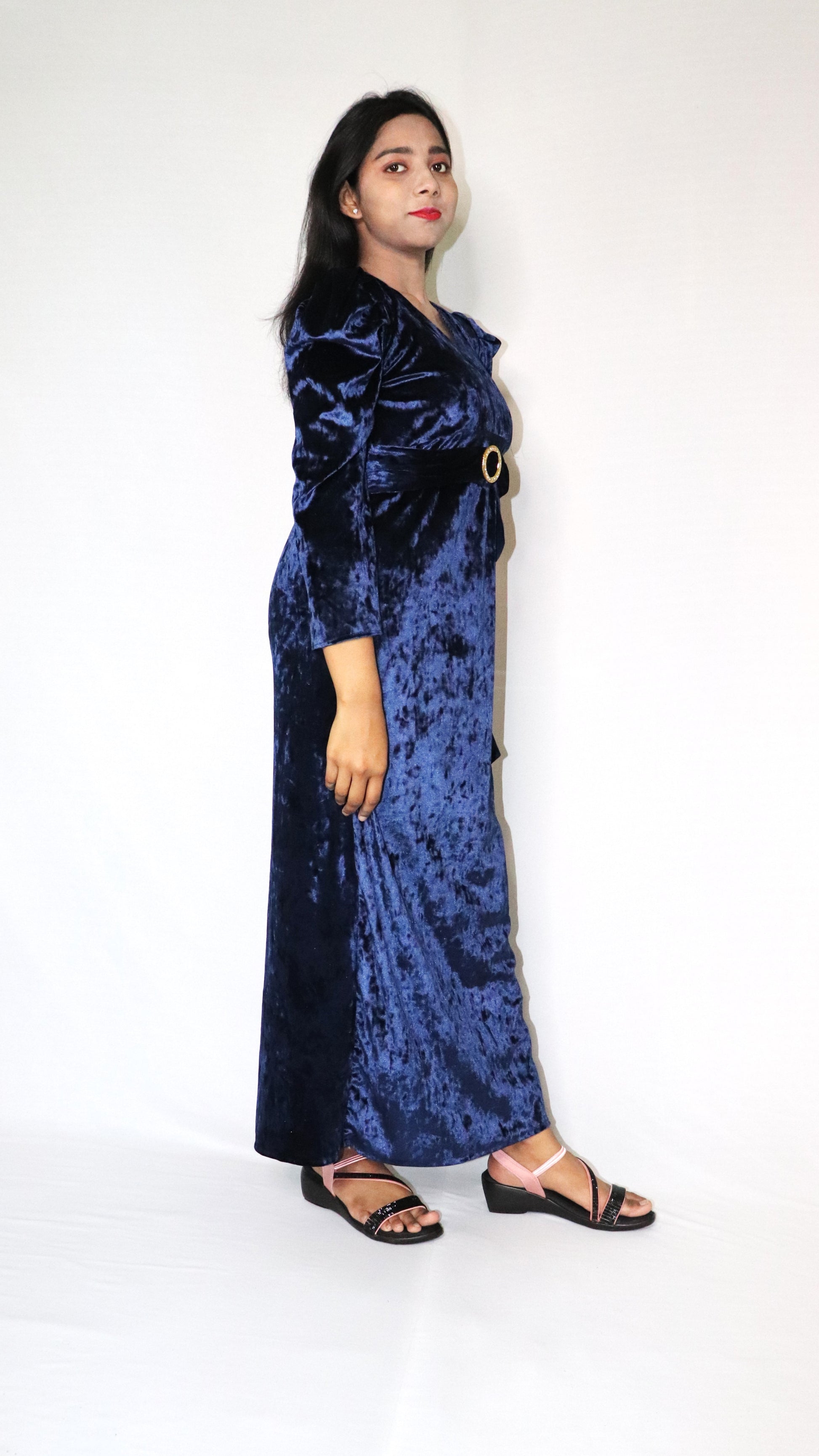 ATIMADE V Neck Women's Satin Stylish Party Dress