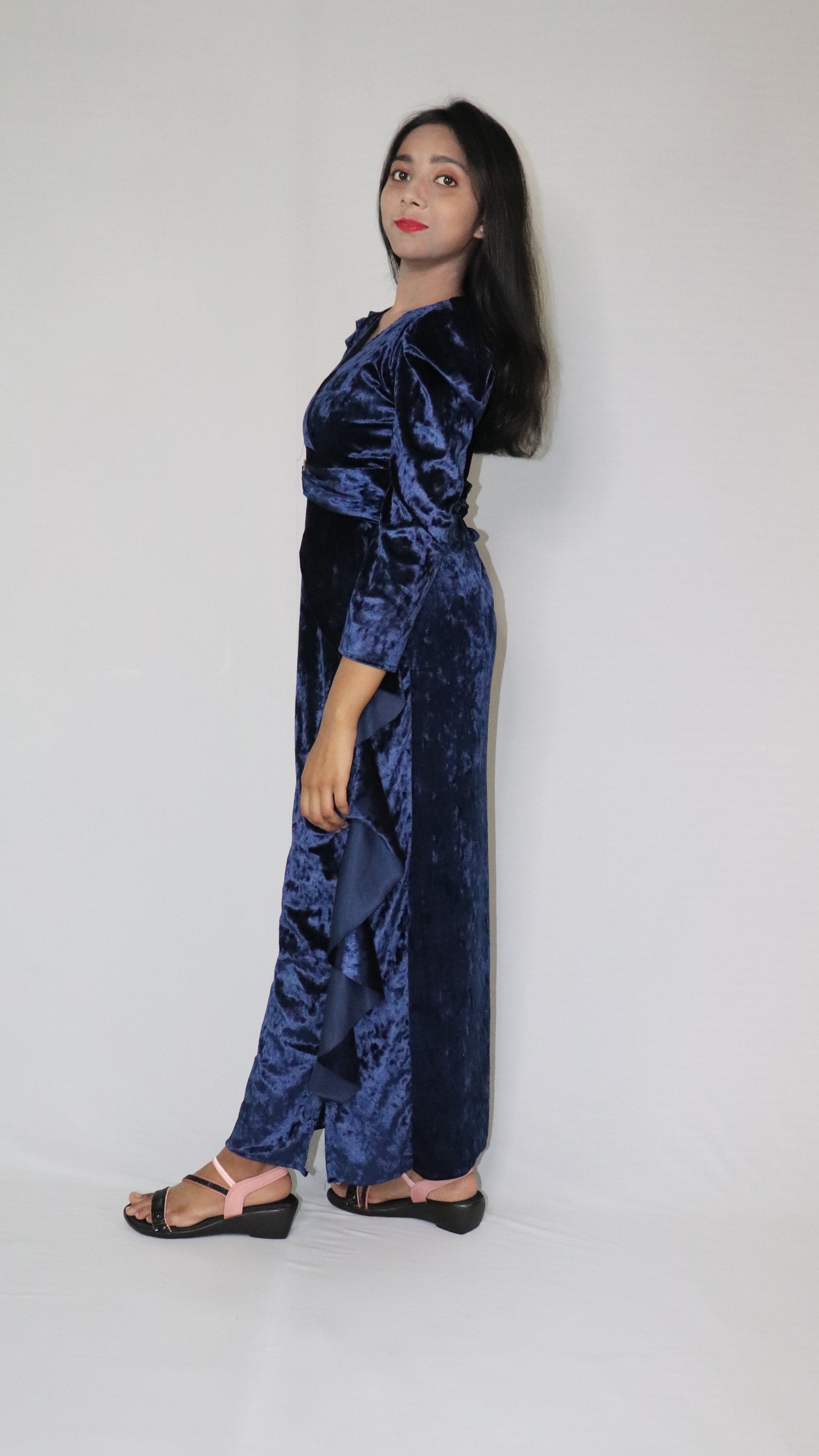 ATIMADE V Neck Women's Satin Stylish Party Dress