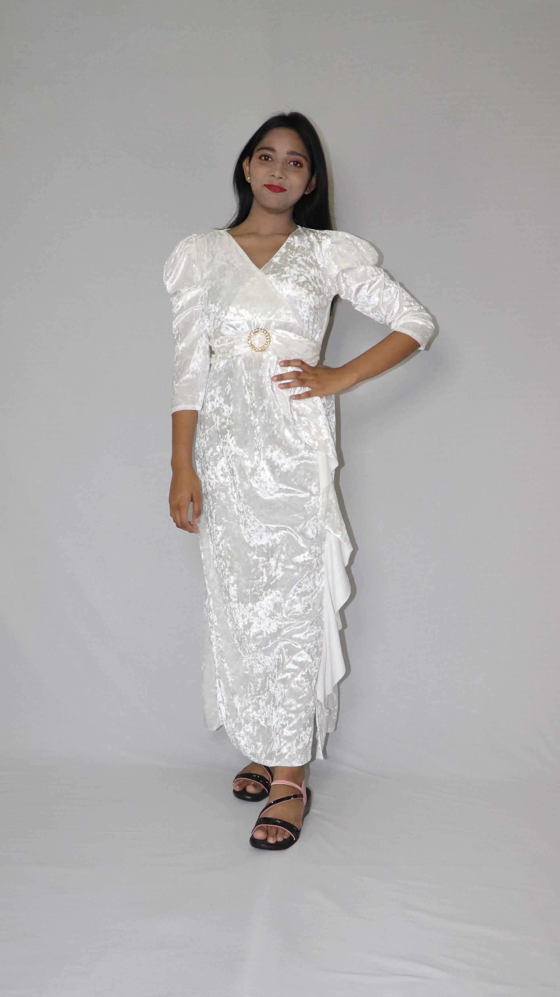 ATIMADE V Neck Women's Satin Stylish Party Dress