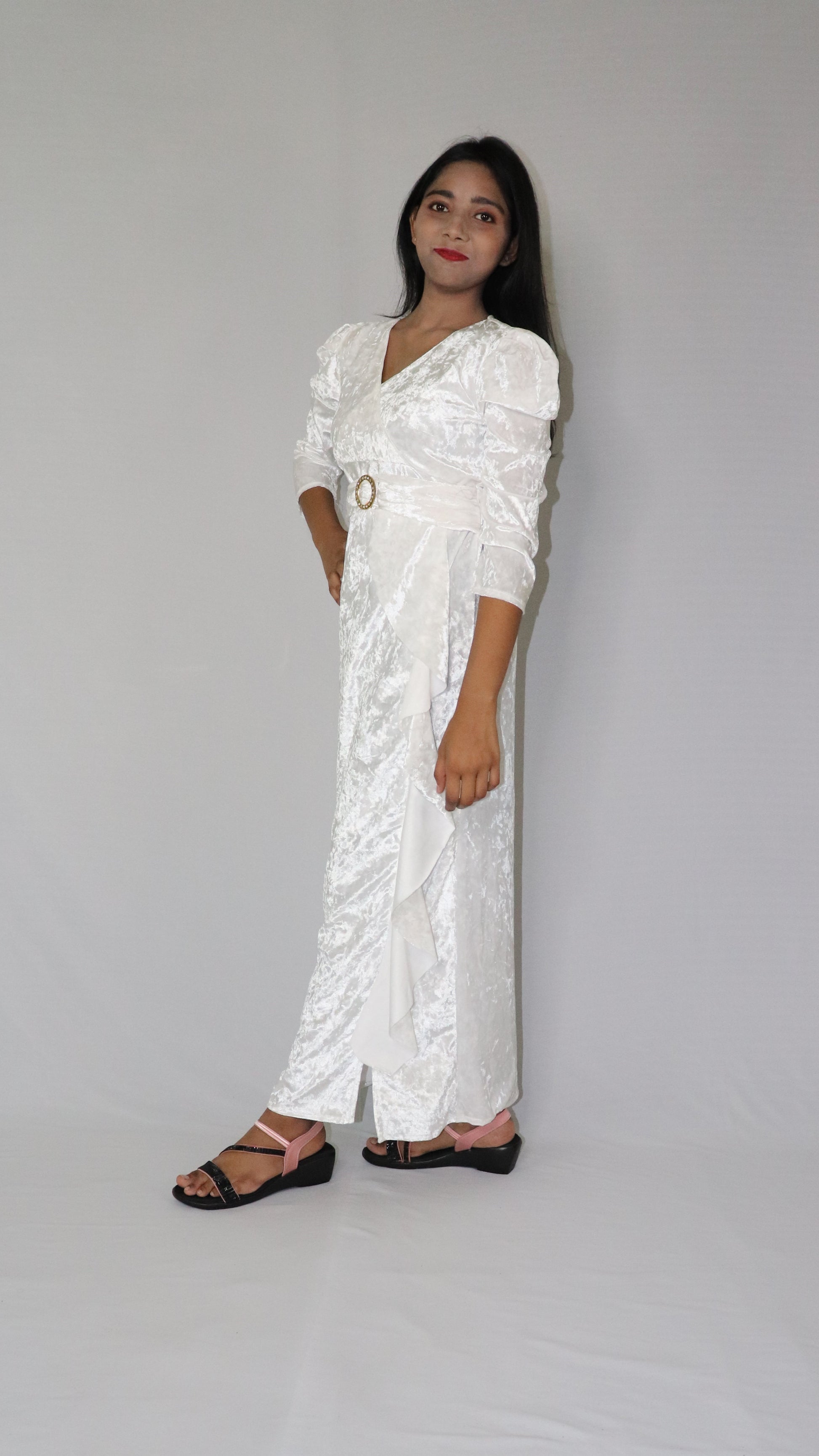 ATIMADE V Neck Women's Satin Stylish Party Dress