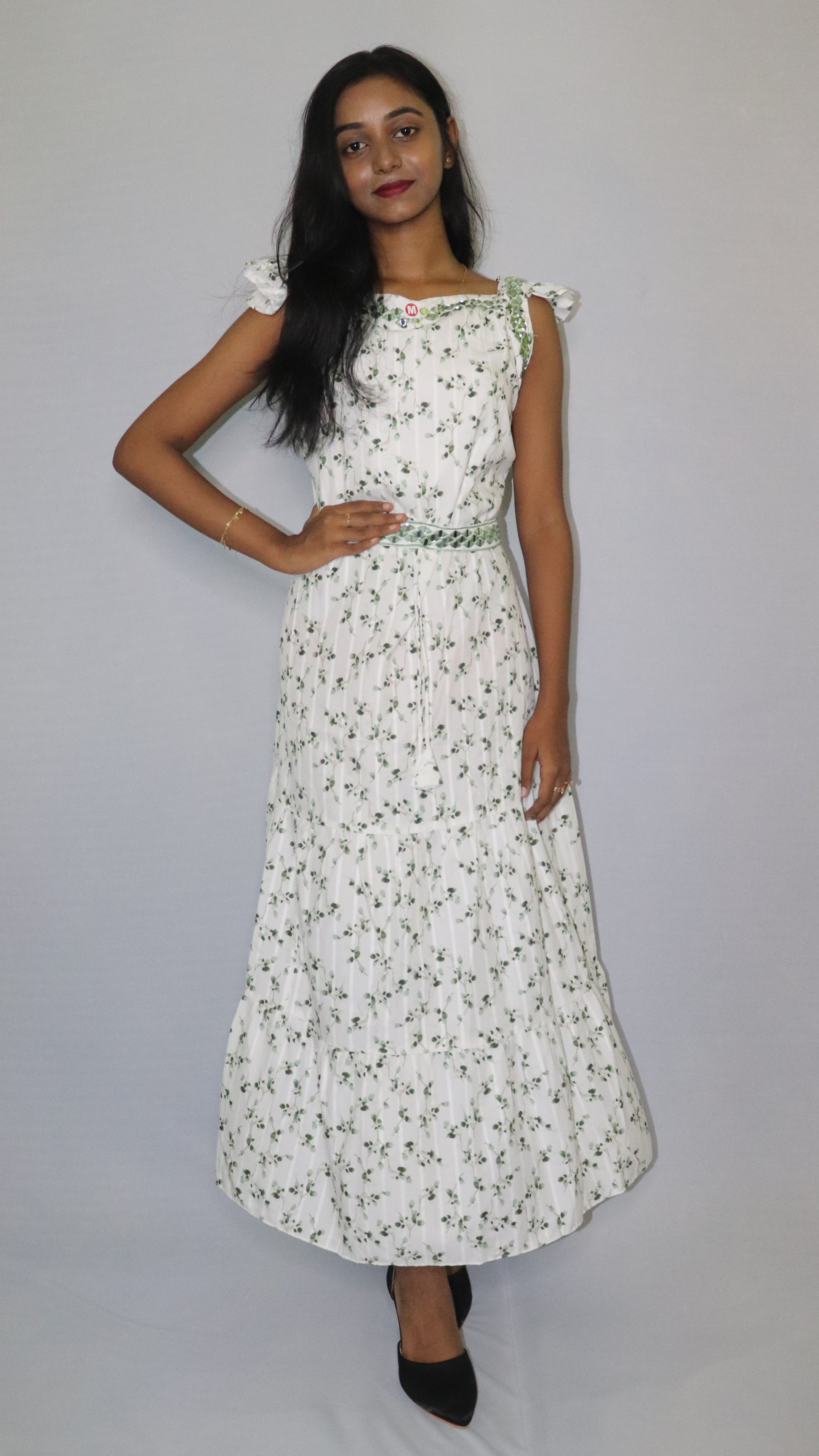 ATIMADE Rayon Embroidered Printed set Dress