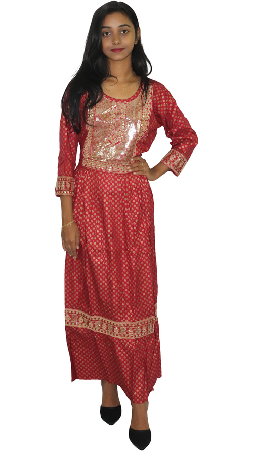 ATIMADE Cotton Embroidered Regular Kurti Set
