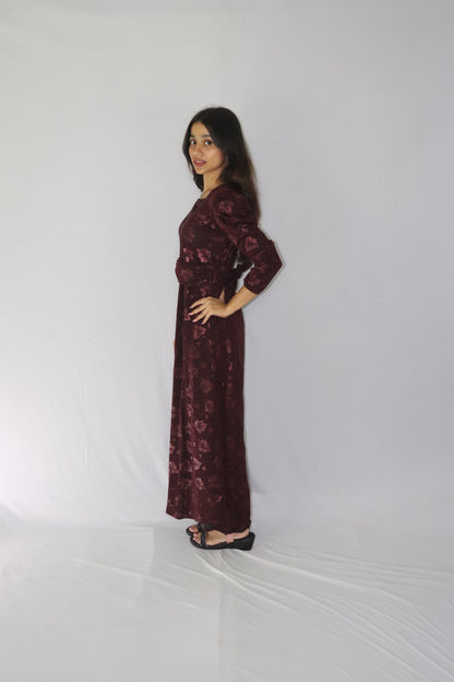 ATIMADE Branded Square Neck Women's Satin Stylish Party Dress