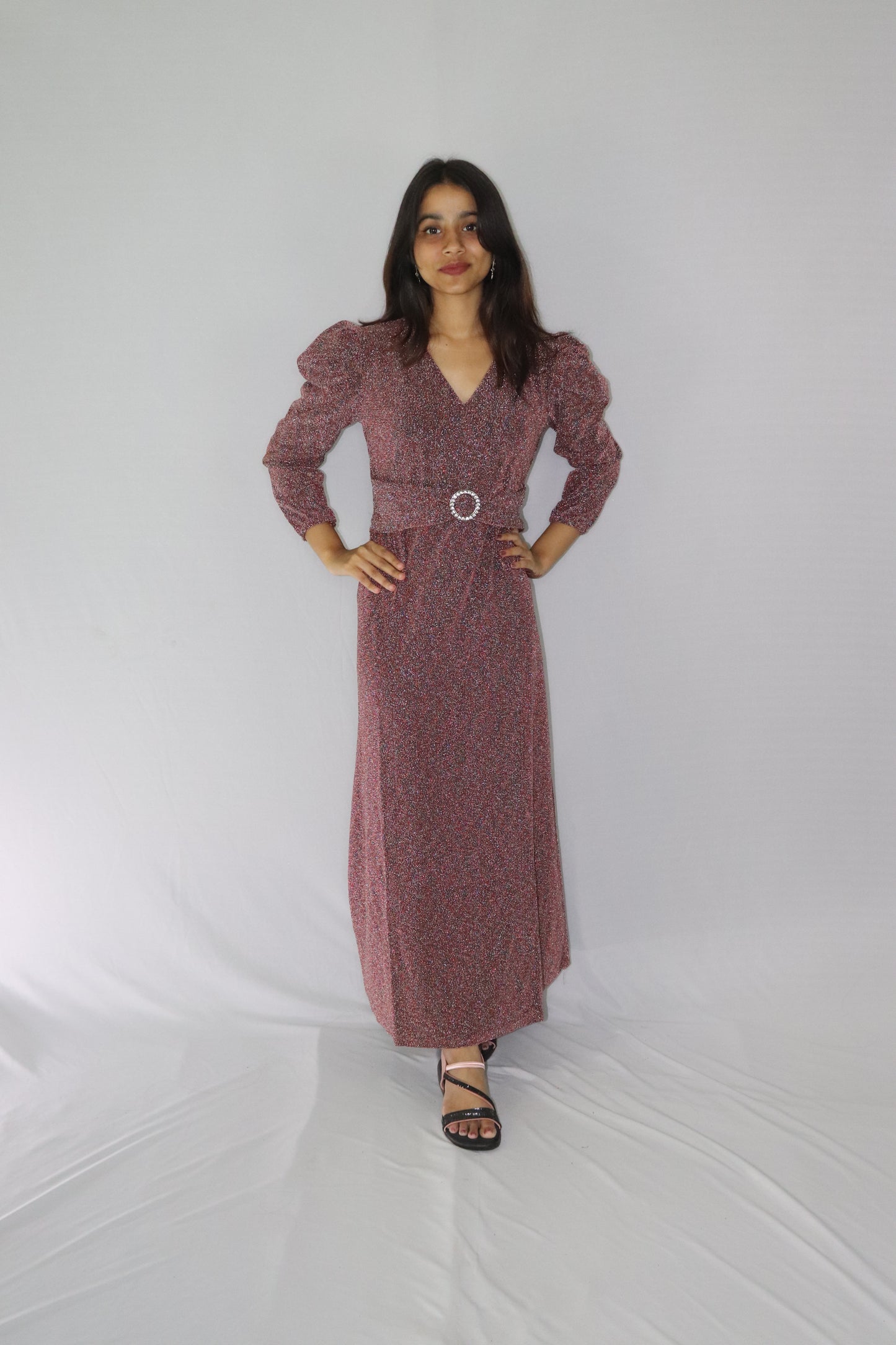 ATIMADE Branded V Neck Women's Satin Stylish Party Dress