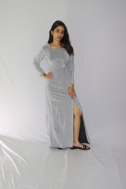 ATIMADE Branded Square Neck Women's Satin Stylish Party Dress