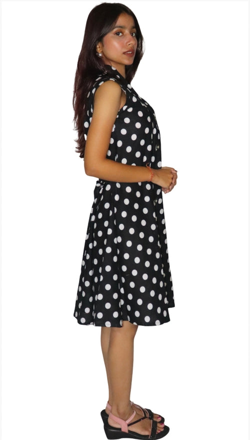 ATIMADE Women’s Sleeveless Polka Dot Shirt Dress